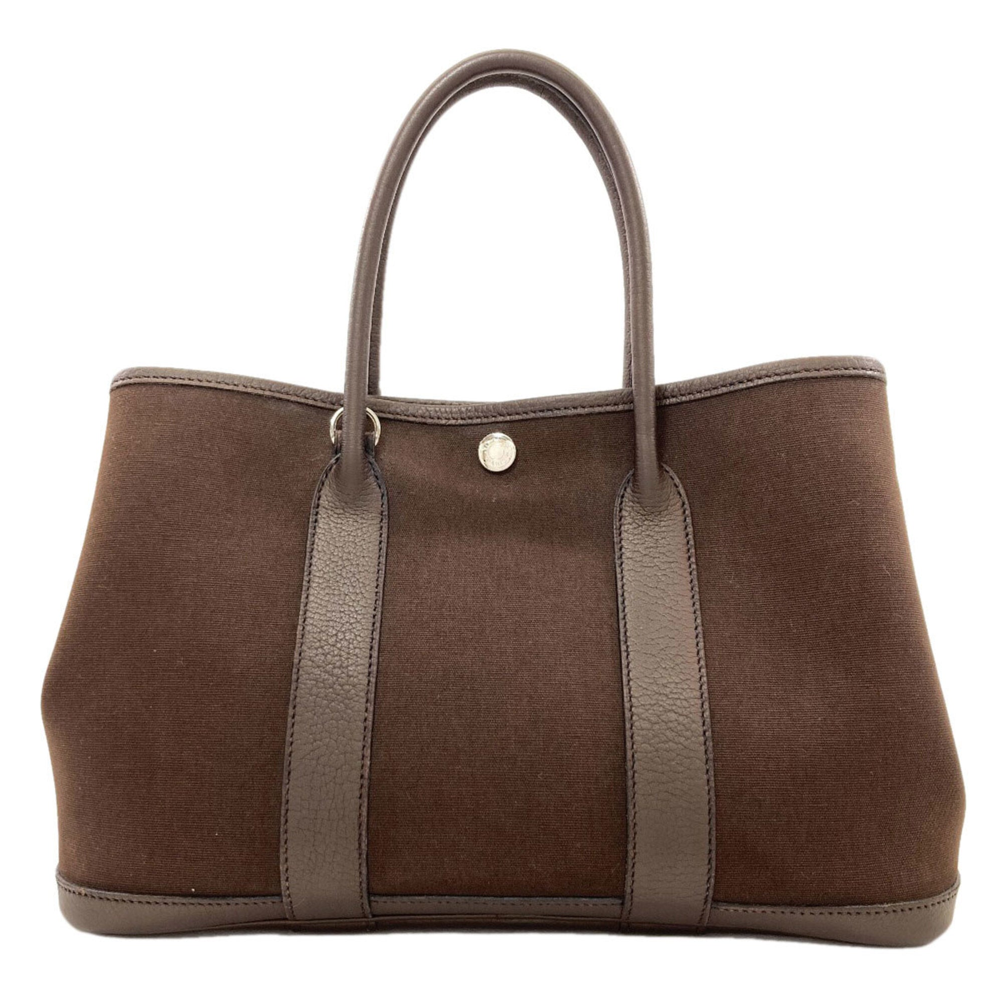 Hermes Dark Brown Toile Officier Tote Bag (Pre-Owned)