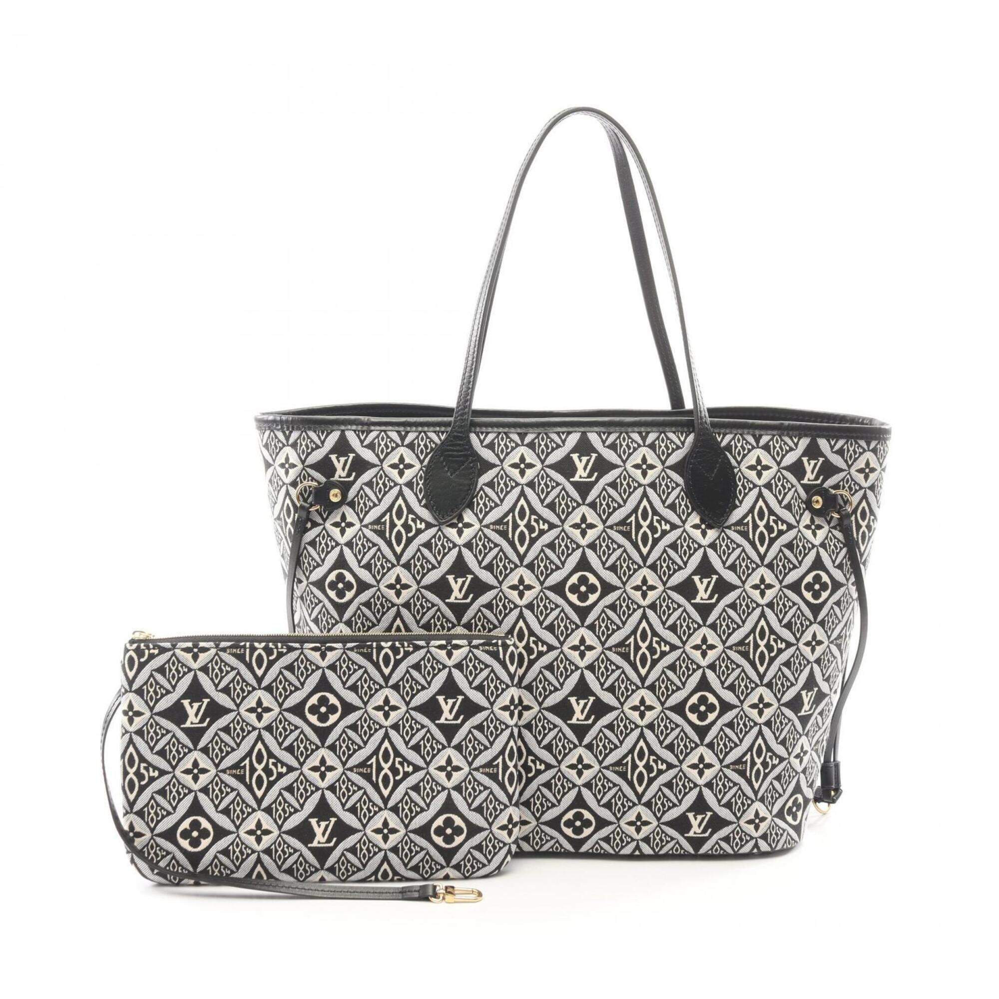 Louis Vuitton Black Gray Ivory Canvas Leather Handbag Tote Bag (Pre-Owned)