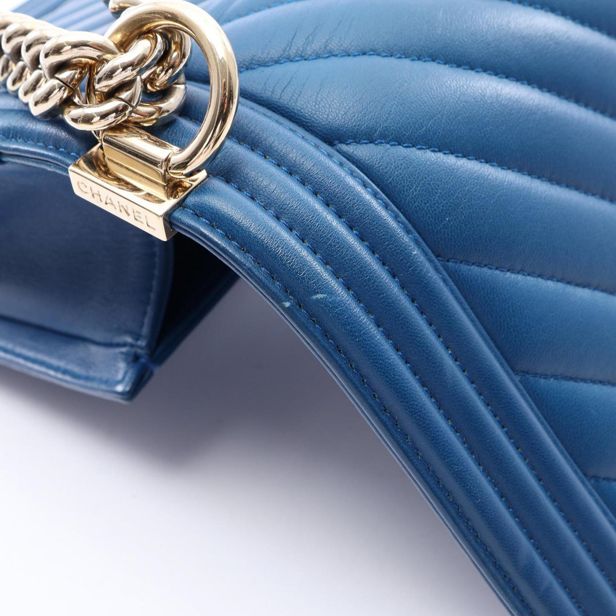 Chanel Blue Leather Handbag Shoulder Bag (Pre-Owned)