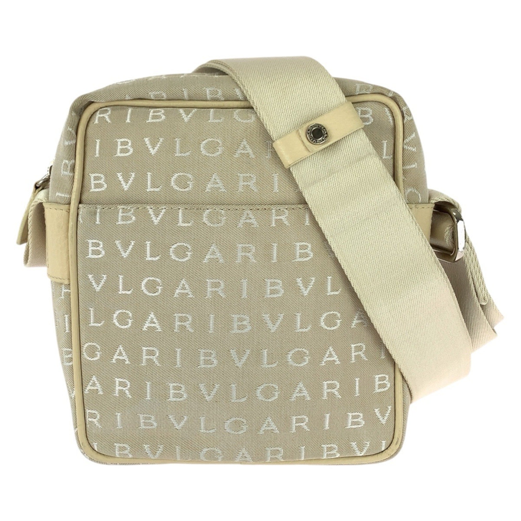 Bvlgari Beige Canvas Leather Shoulder Bag (Pre-Owned)