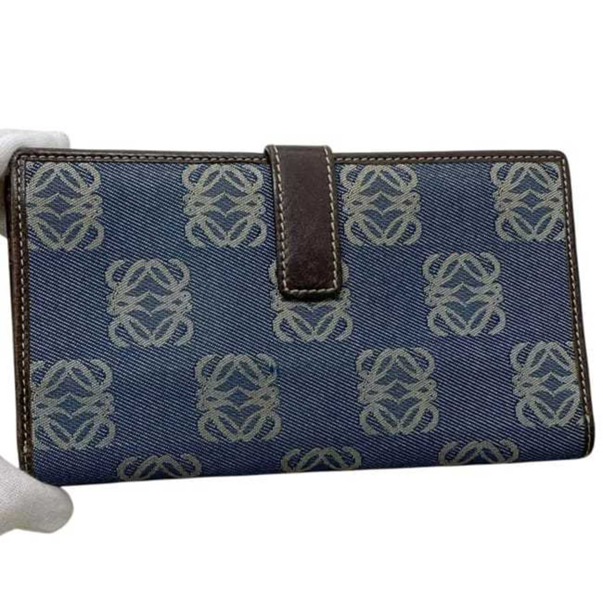 Loewe Blue Denim Canvas Long Wallet (Bi-Fold) (Pre-Owned)