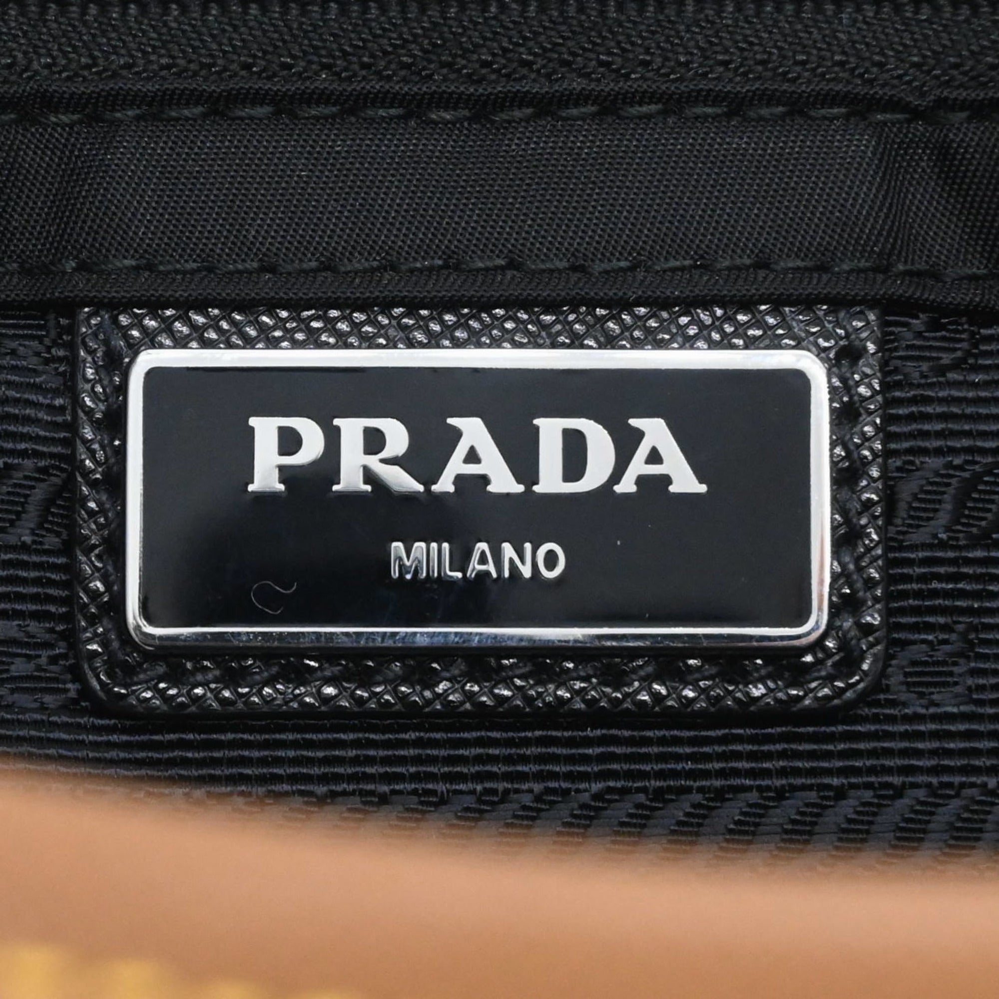 Prada Black Gray Brown Nylon Leather Shoulder Bag (Pre-Owned)