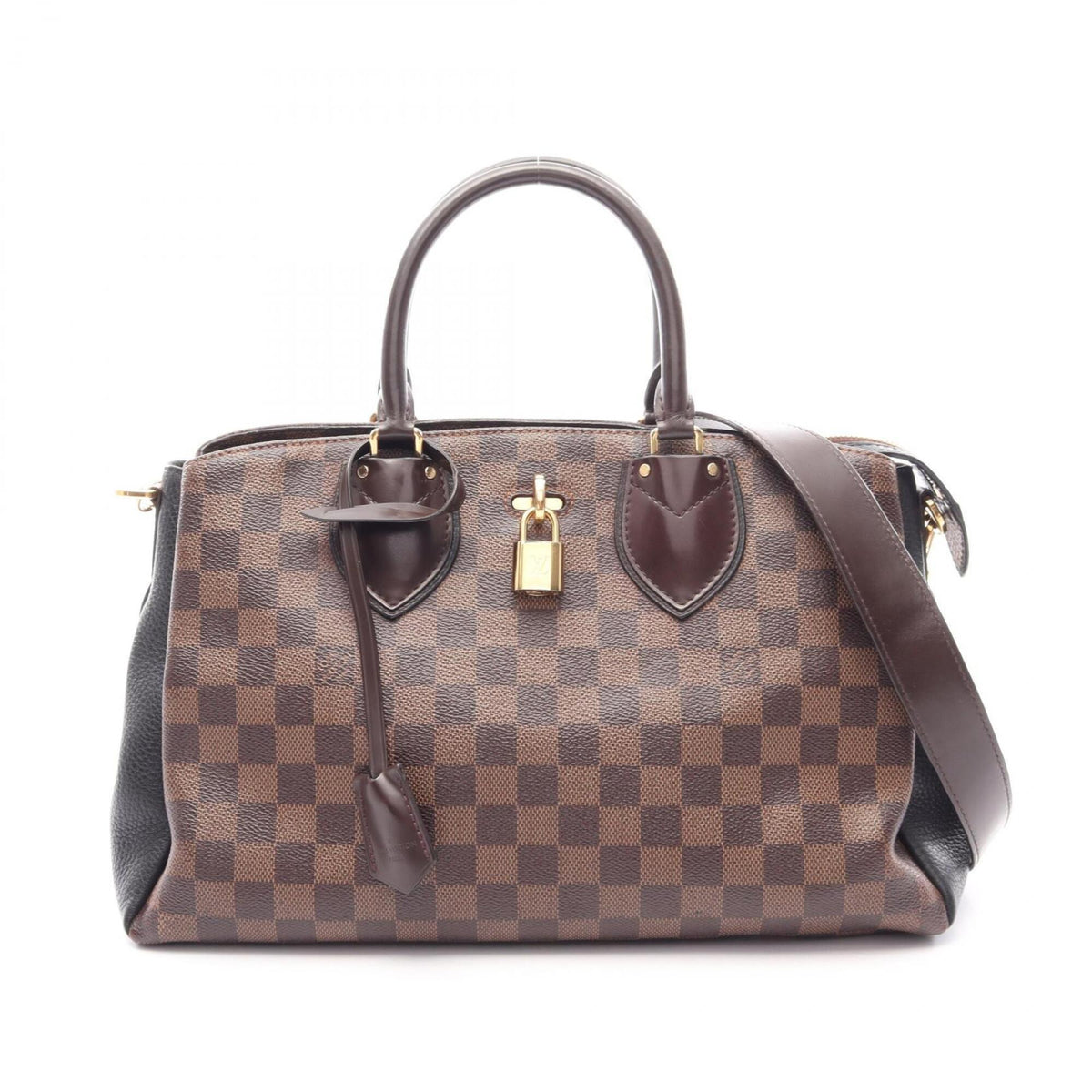Louis Vuitton Black Brown Coated Canvas Leather Handbag (Pre-Owned)