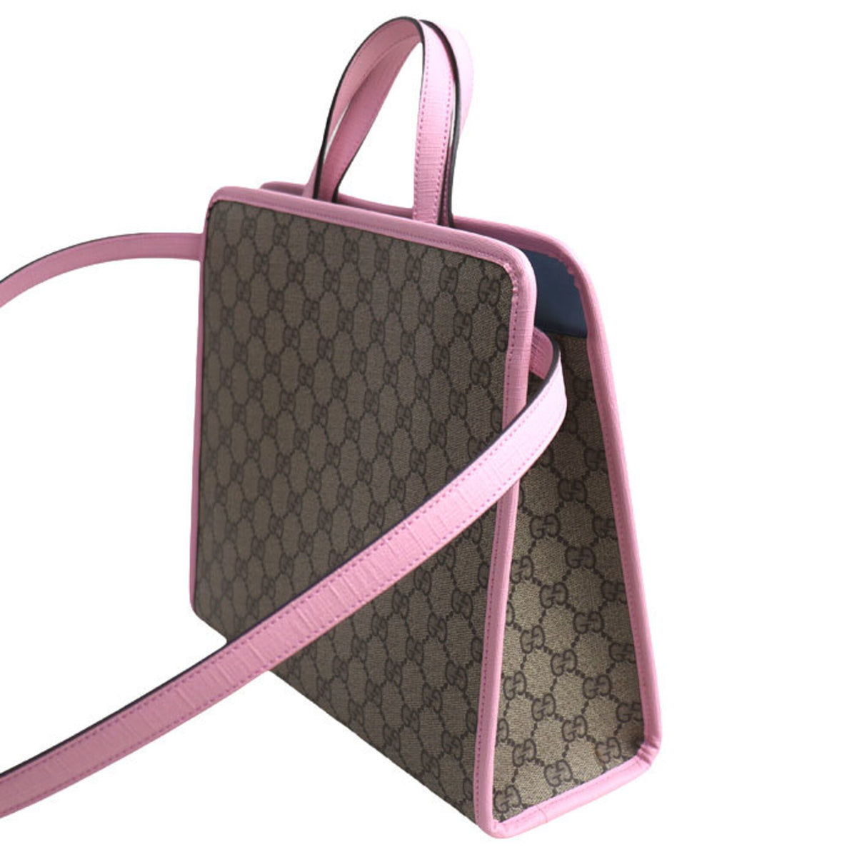 Gucci Beige Pink Gg Supreme Leather Shoulder Bag (Pre-Owned)