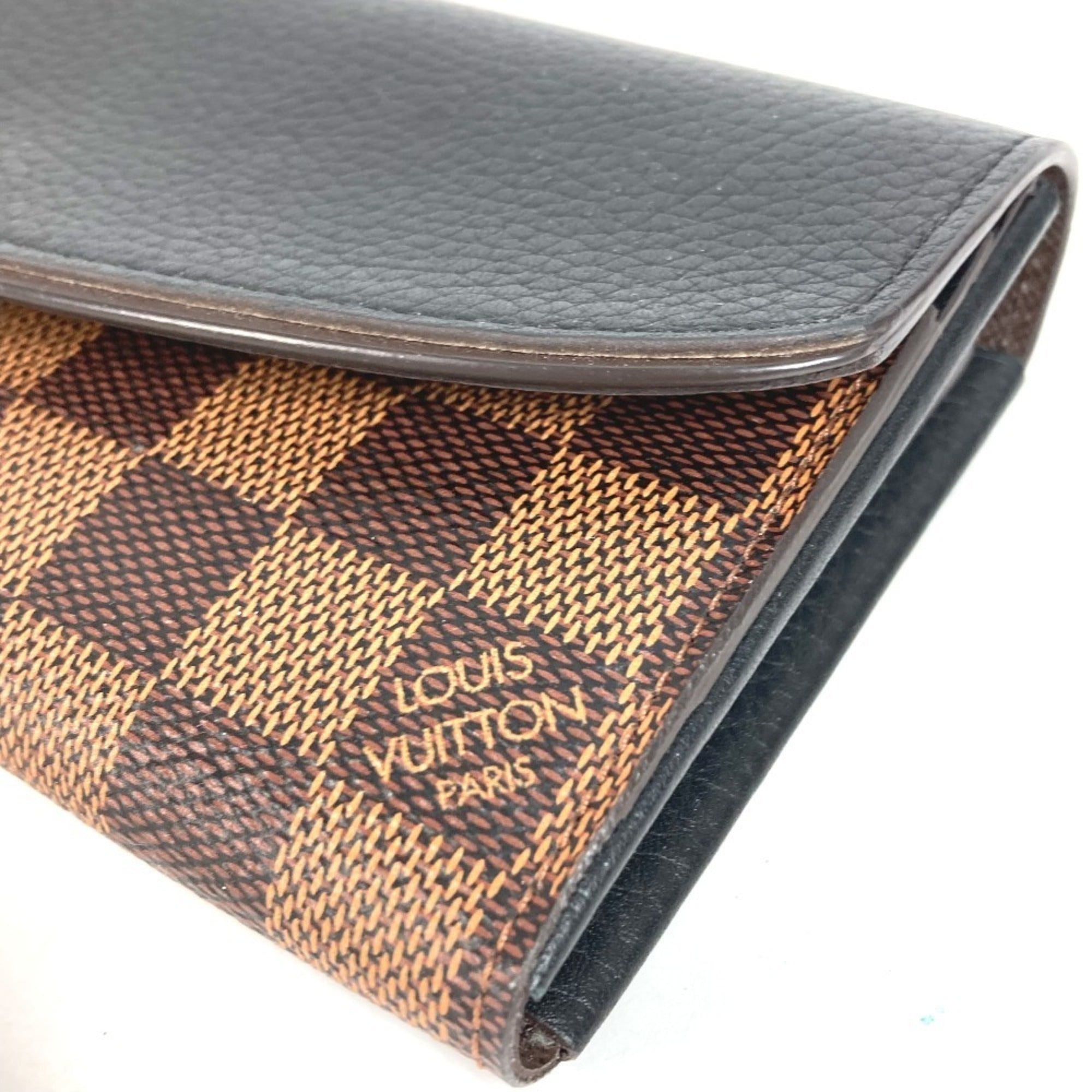 Louis Vuitton Black Brown Damier Canvas Long Wallet (Bi-Fold) (Pre-Owned)