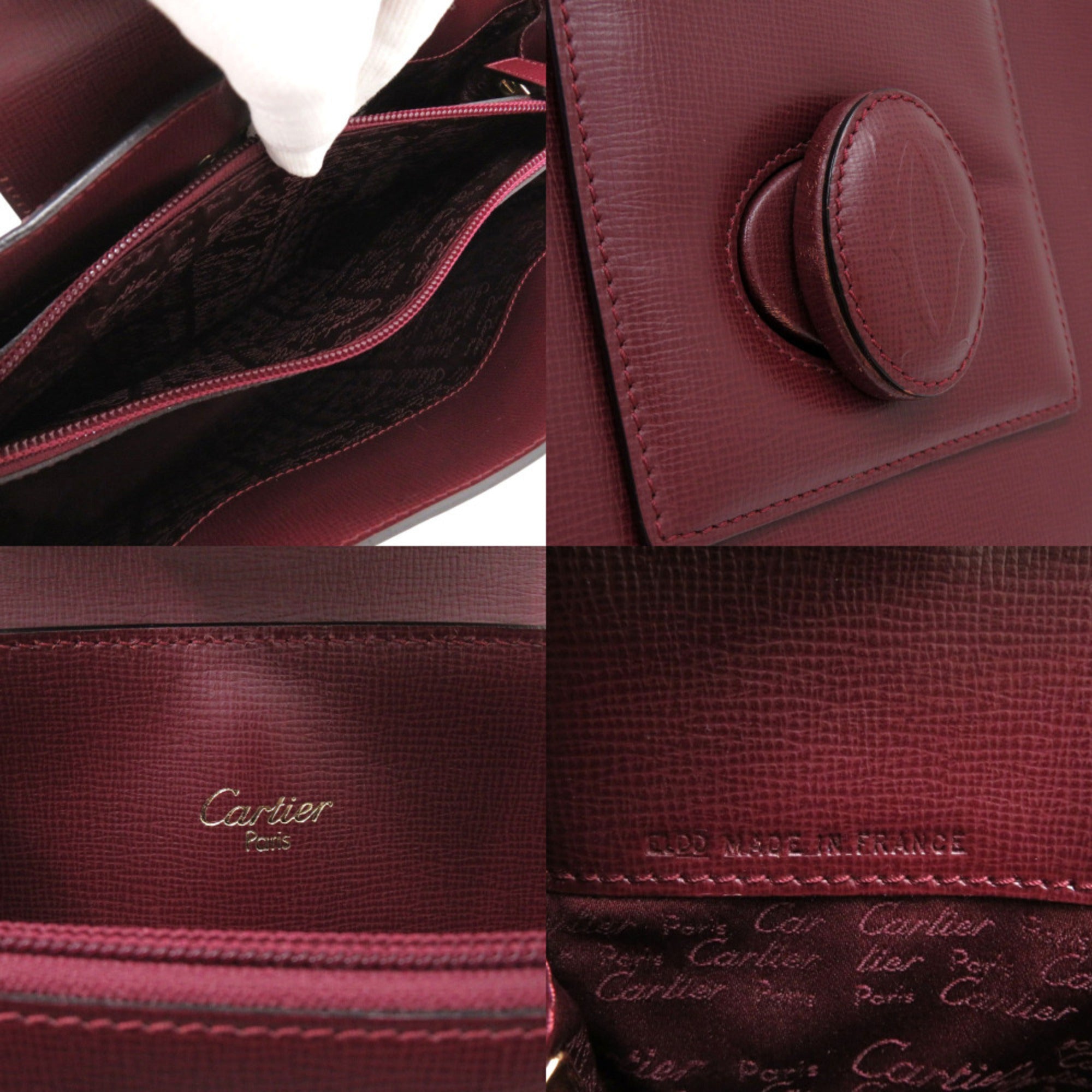 Cartier Bordeaux Red Color Leather Shoulder Bag (Pre-Owned)