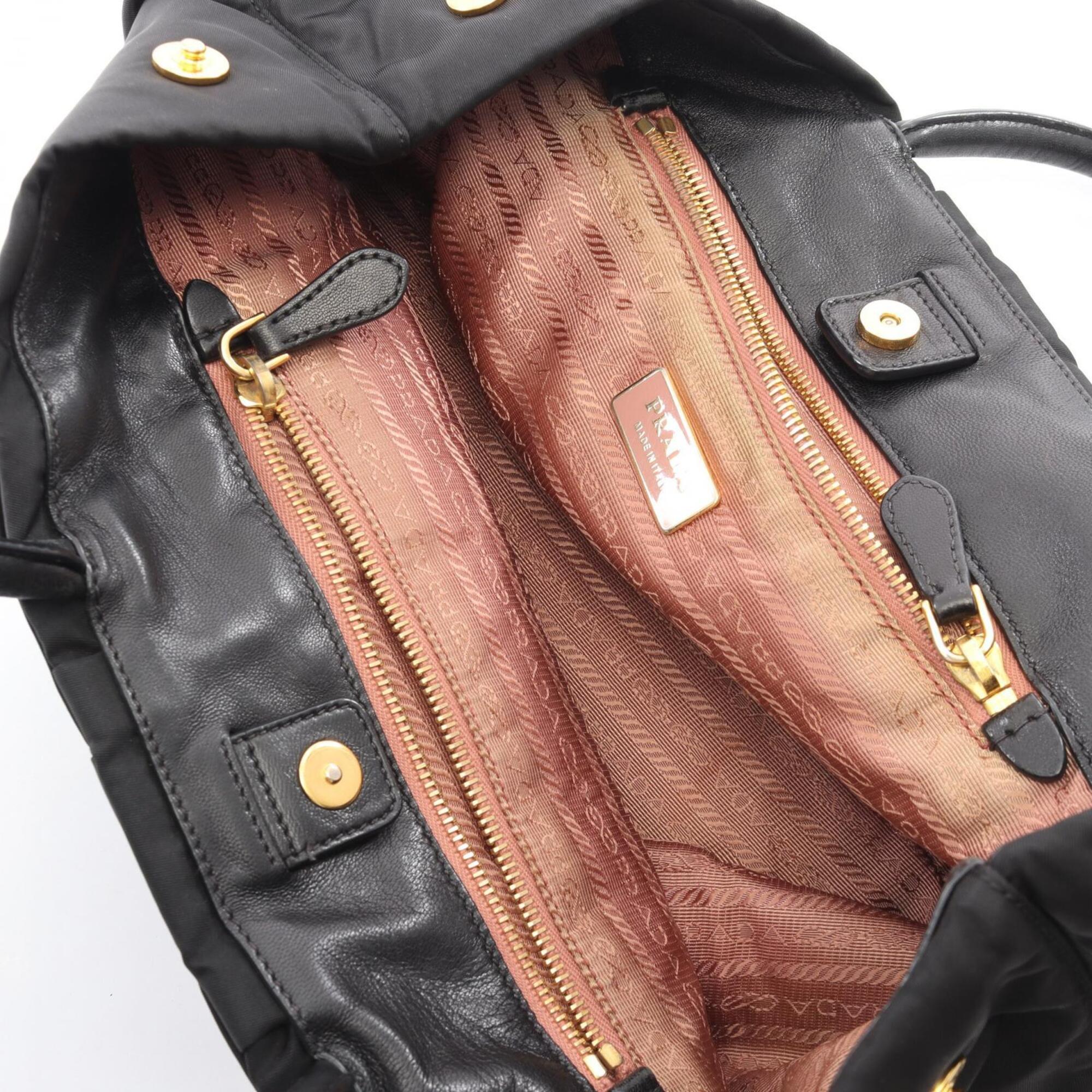 Prada Black Nylon Leather Handbag (Pre-Owned)