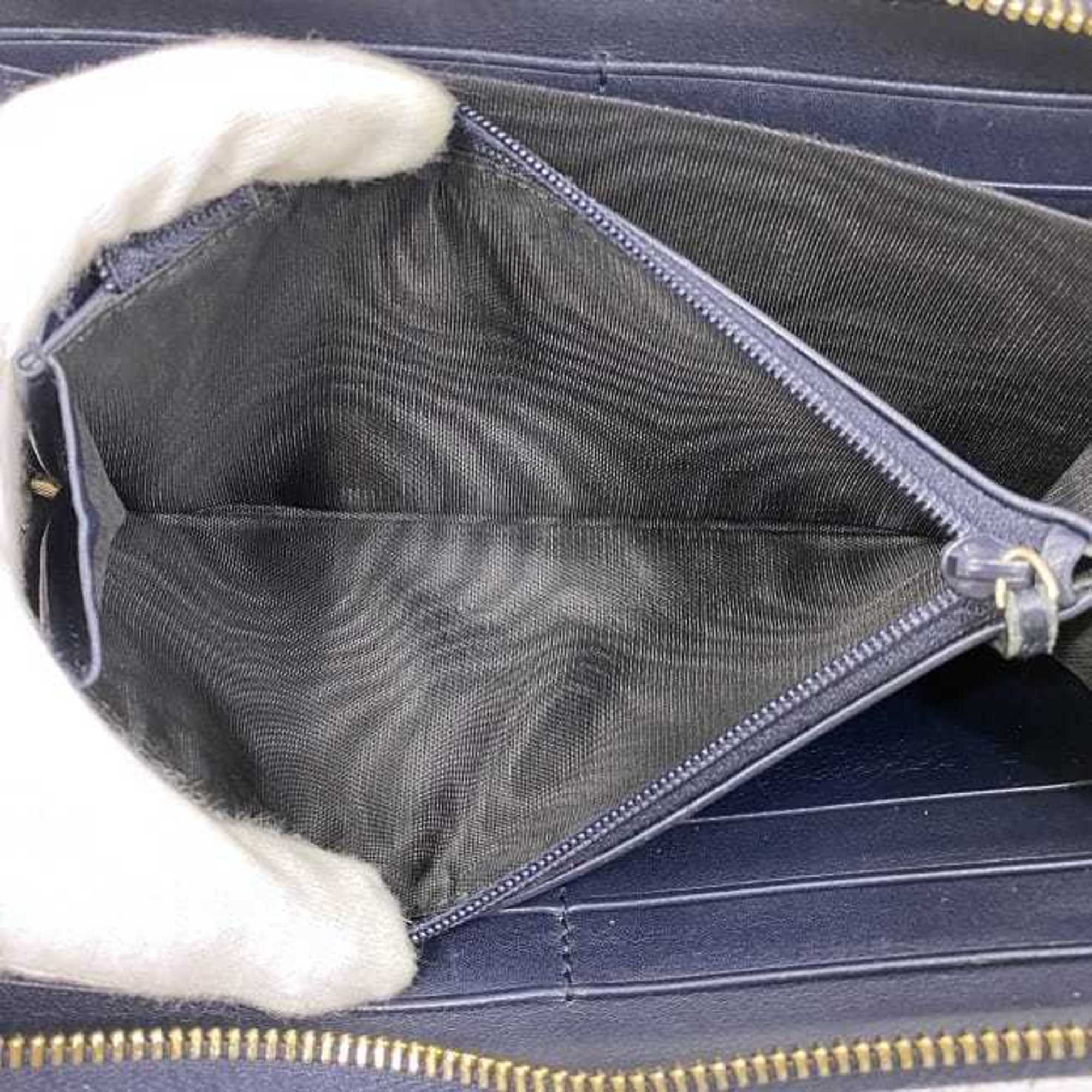 Gucci Navy Leather Long Wallet (Bi-Fold) (Pre-Owned)