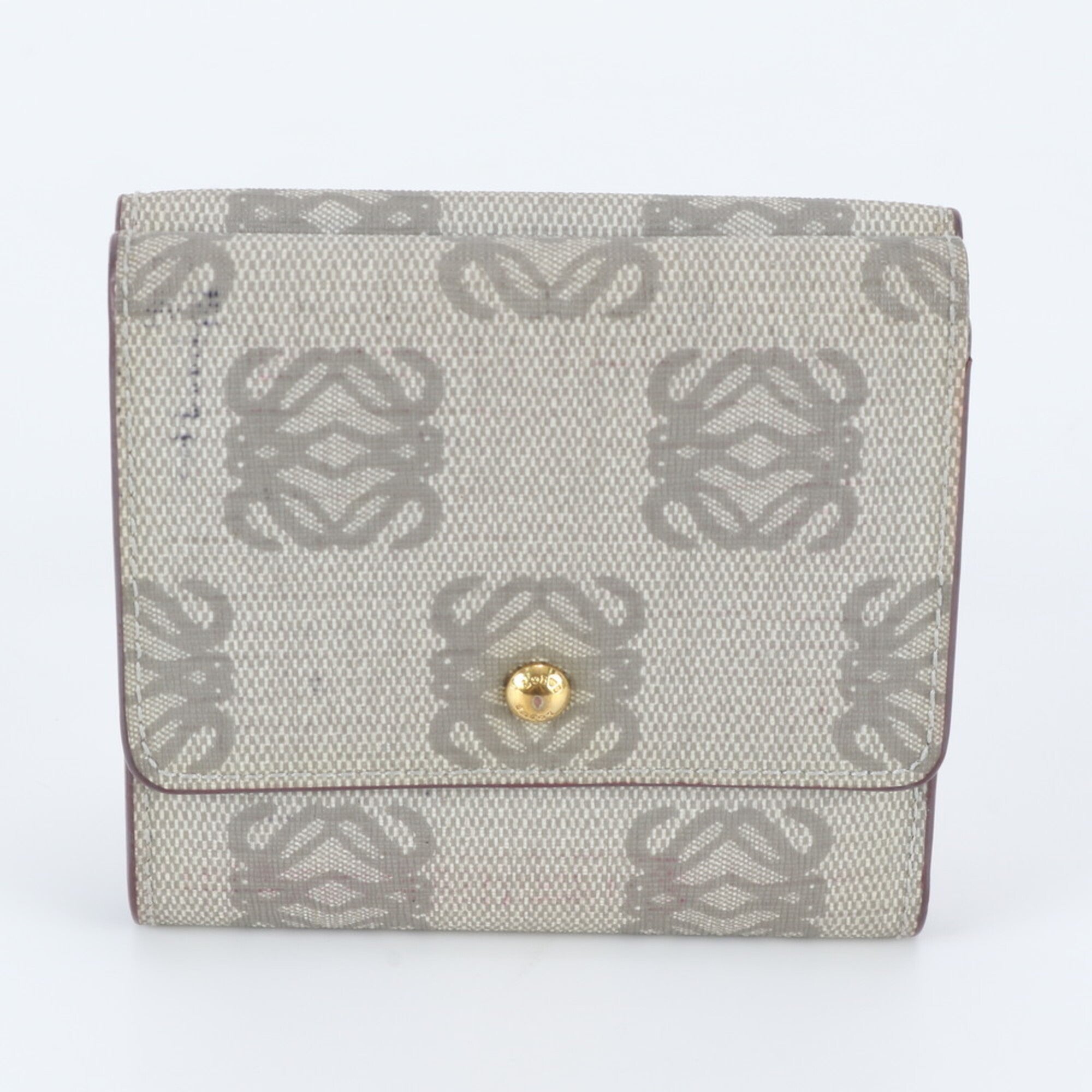 Loewe Beige Leather Coated Canvas Wallet (Tri-Fold) (Pre-Owned)