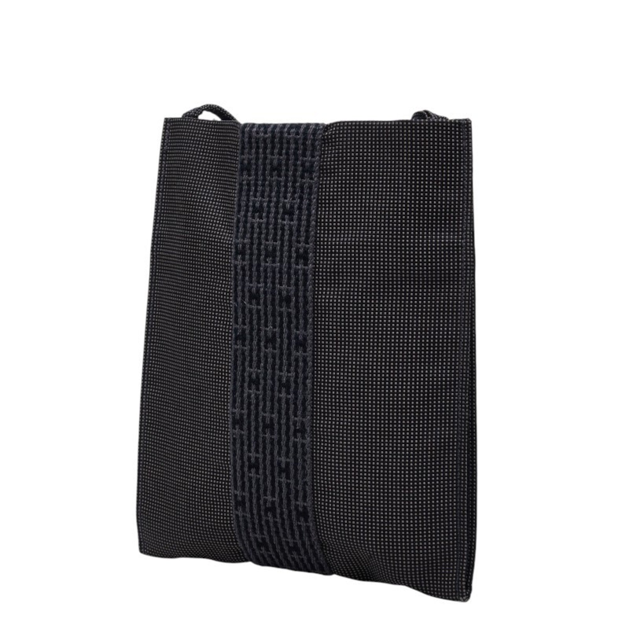 Hermes Her Line Gray Canvas Pochette Shoulder Bag (Pre-Owned)