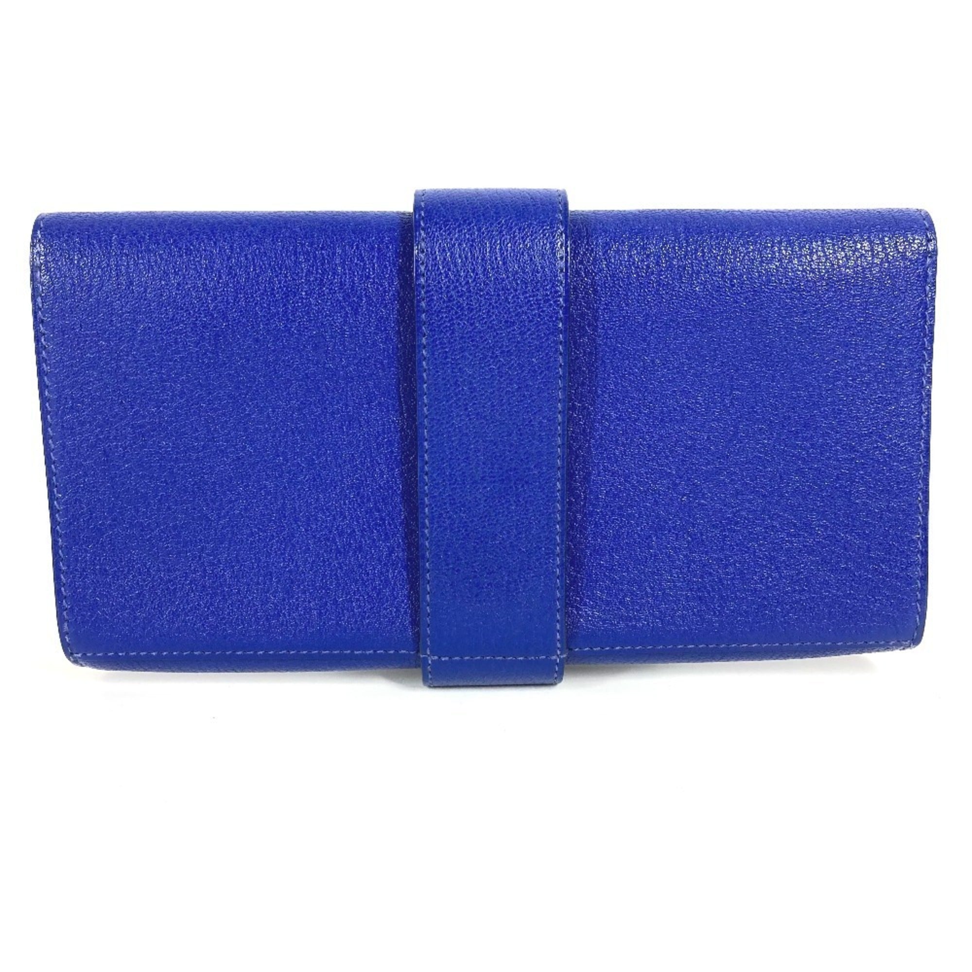 Hermes Blue Leather Clutch Bag Handbag Pouch (Pre-Owned)