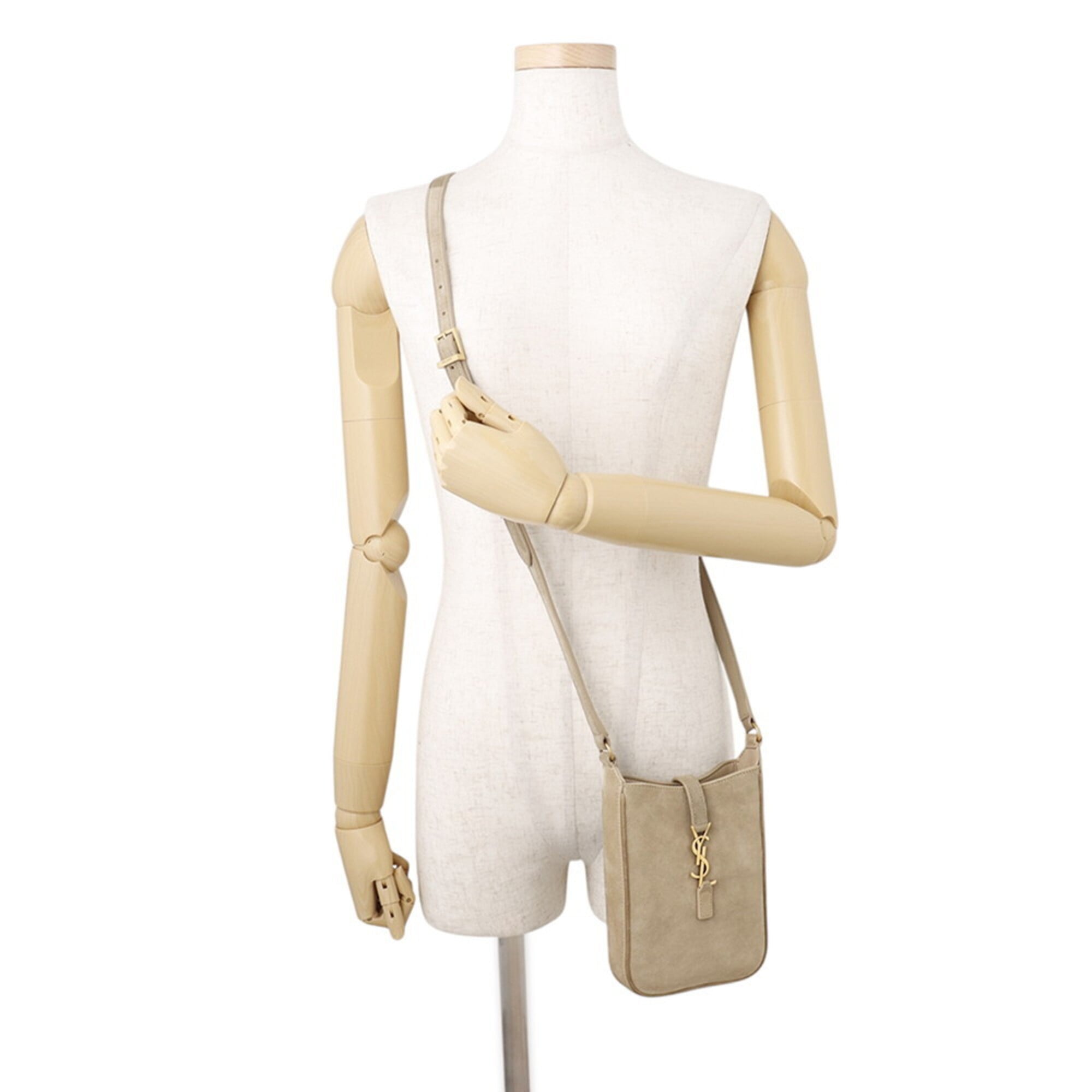 Yves Saint Laurent Beige Suede Handbag Shoulder Bag (Pre-Owned)