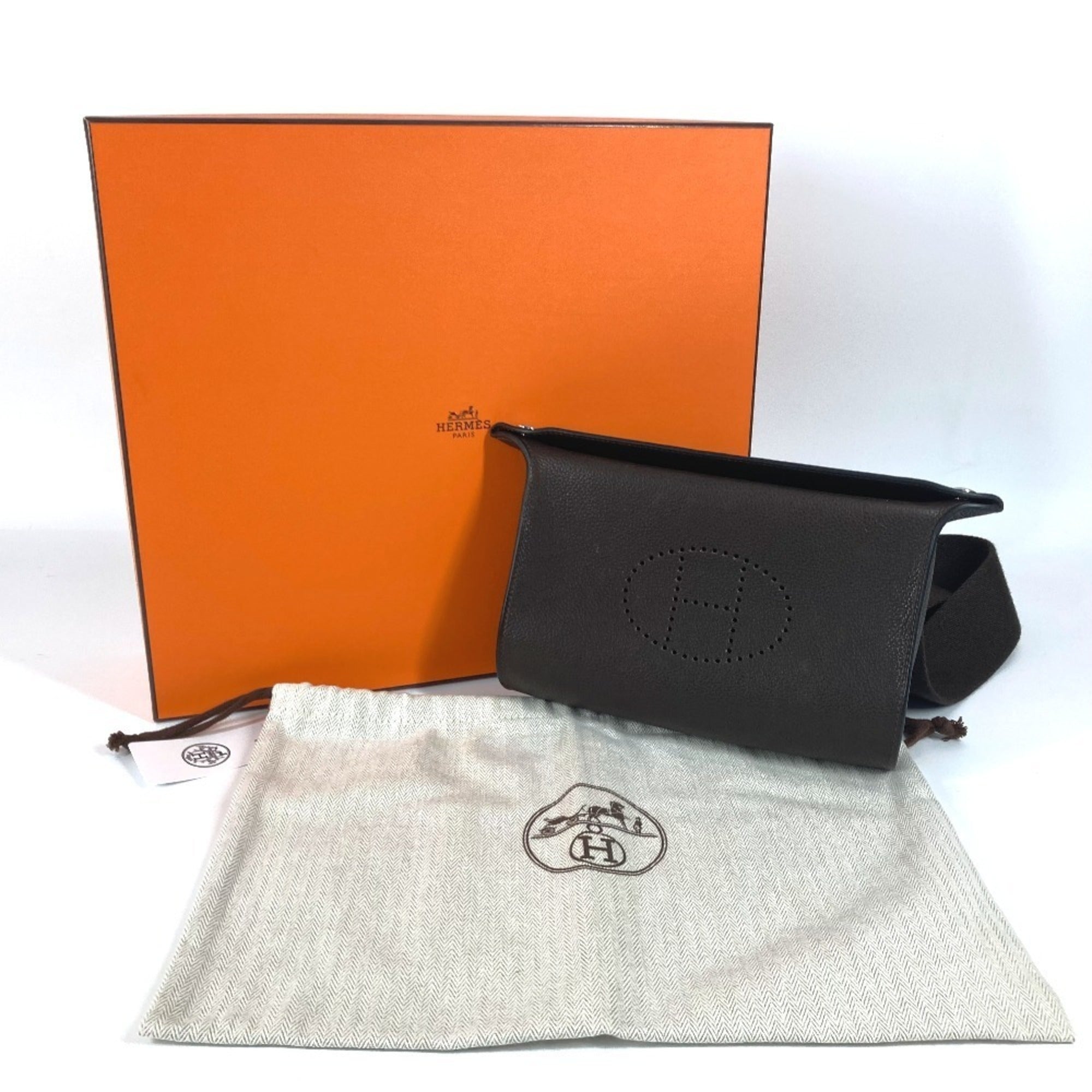 Hermes Dark Brown Togo Leather Pochette Shoulder Bag (Pre-Owned)