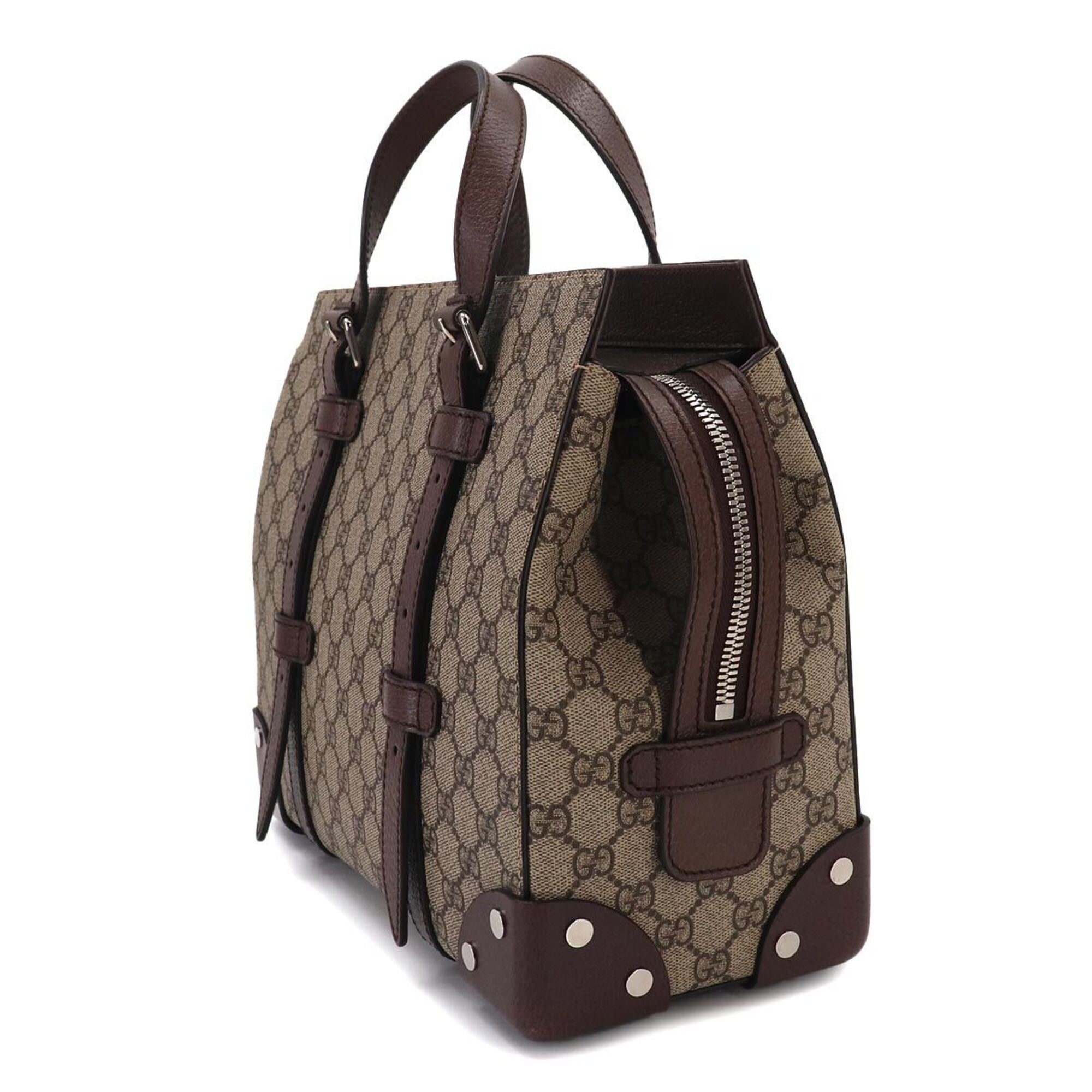 Gucci Beige Brown Gg Supreme Leather Handbag Tote Bag (Pre-Owned)