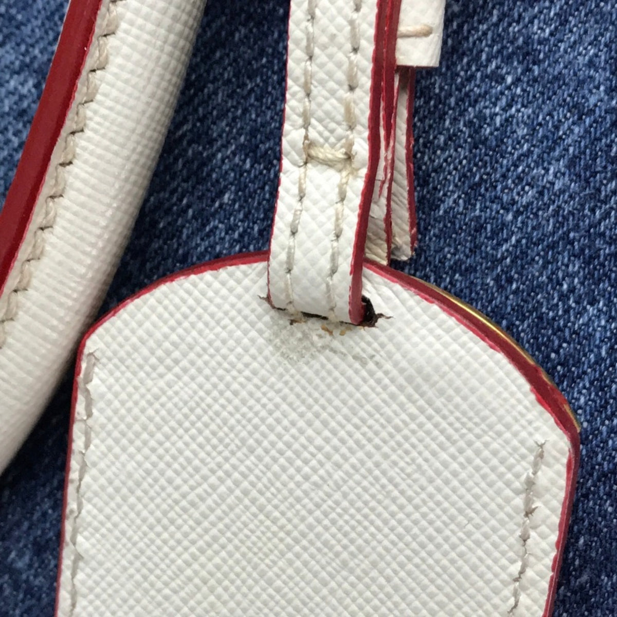 Prada Blue White Denim Leather Handbag (Pre-Owned)