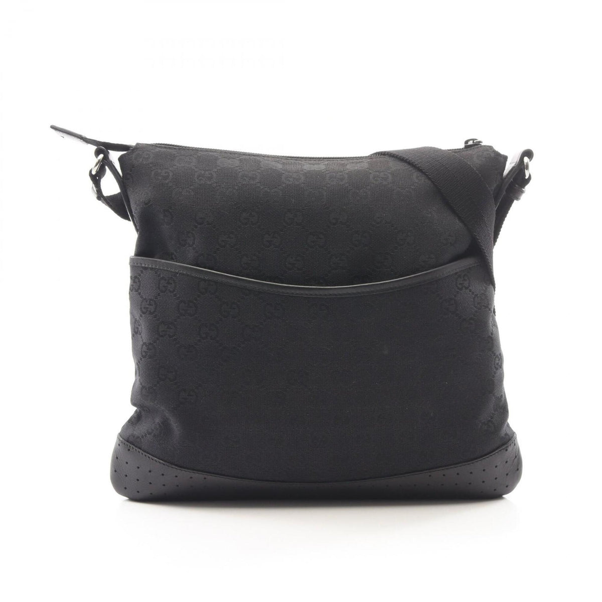 Gucci Black Gg Canvas Leather Handbag Shoulder Bag (Pre-Owned)