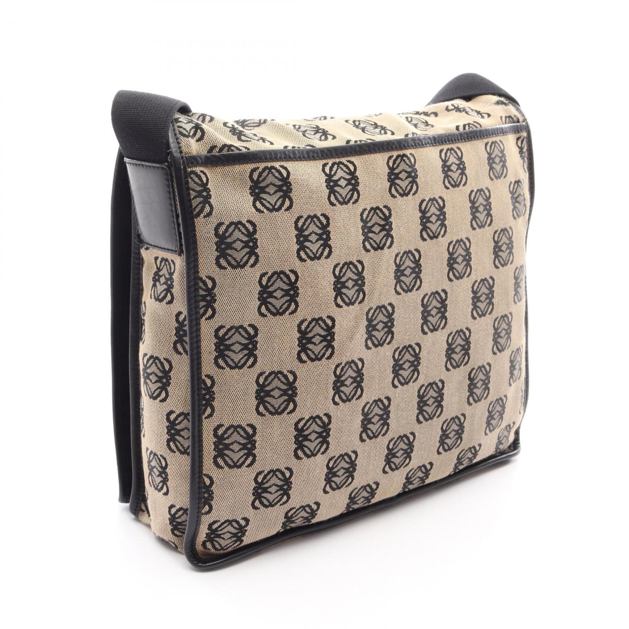 Loewe Beige Black Canvas Handbag Shoulder Bag (Pre-Owned)
