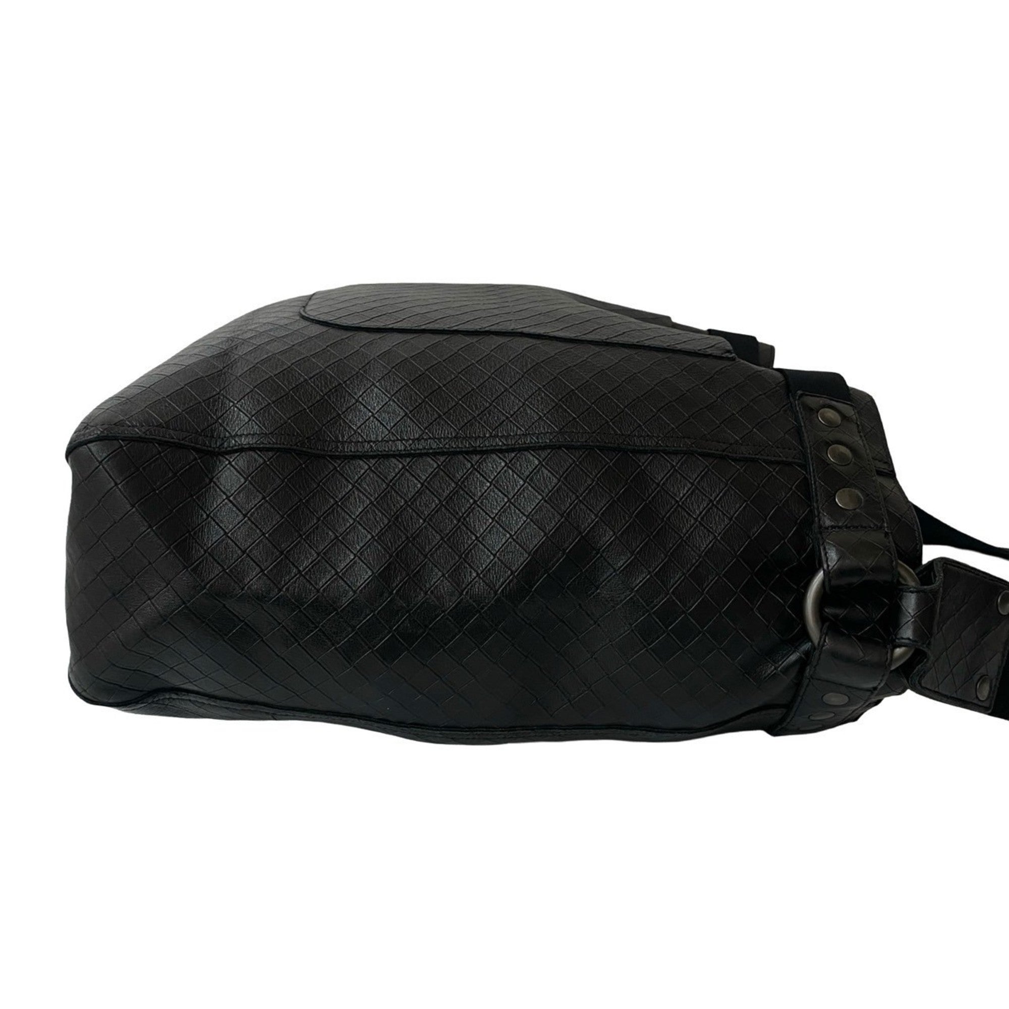 Bottega Veneta Black Leather Shoulder Bag Tote Bag (Pre-Owned)
