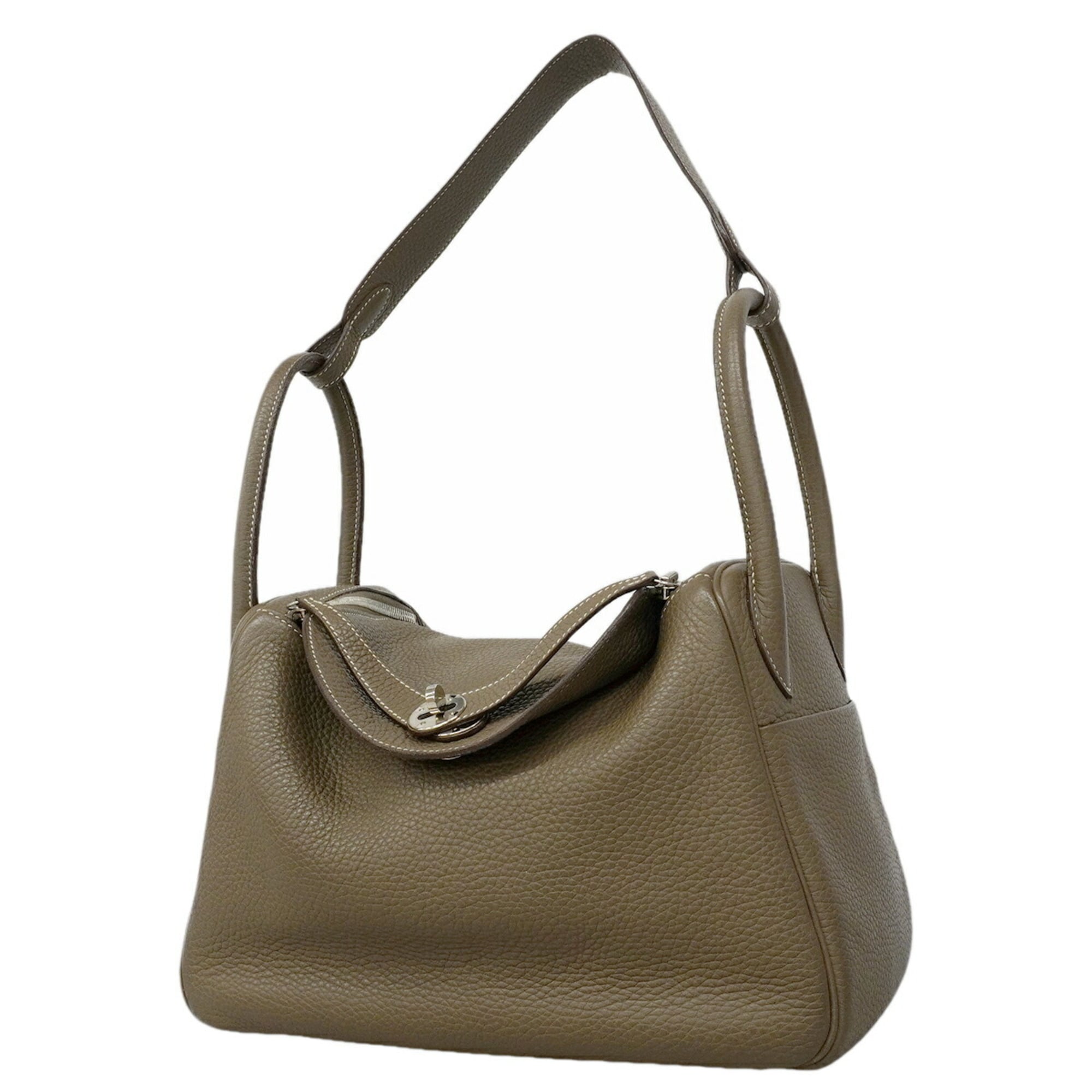 Hermes Etoupe Gray Taurillon Clemence Leather Handbag (Pre-Owned)