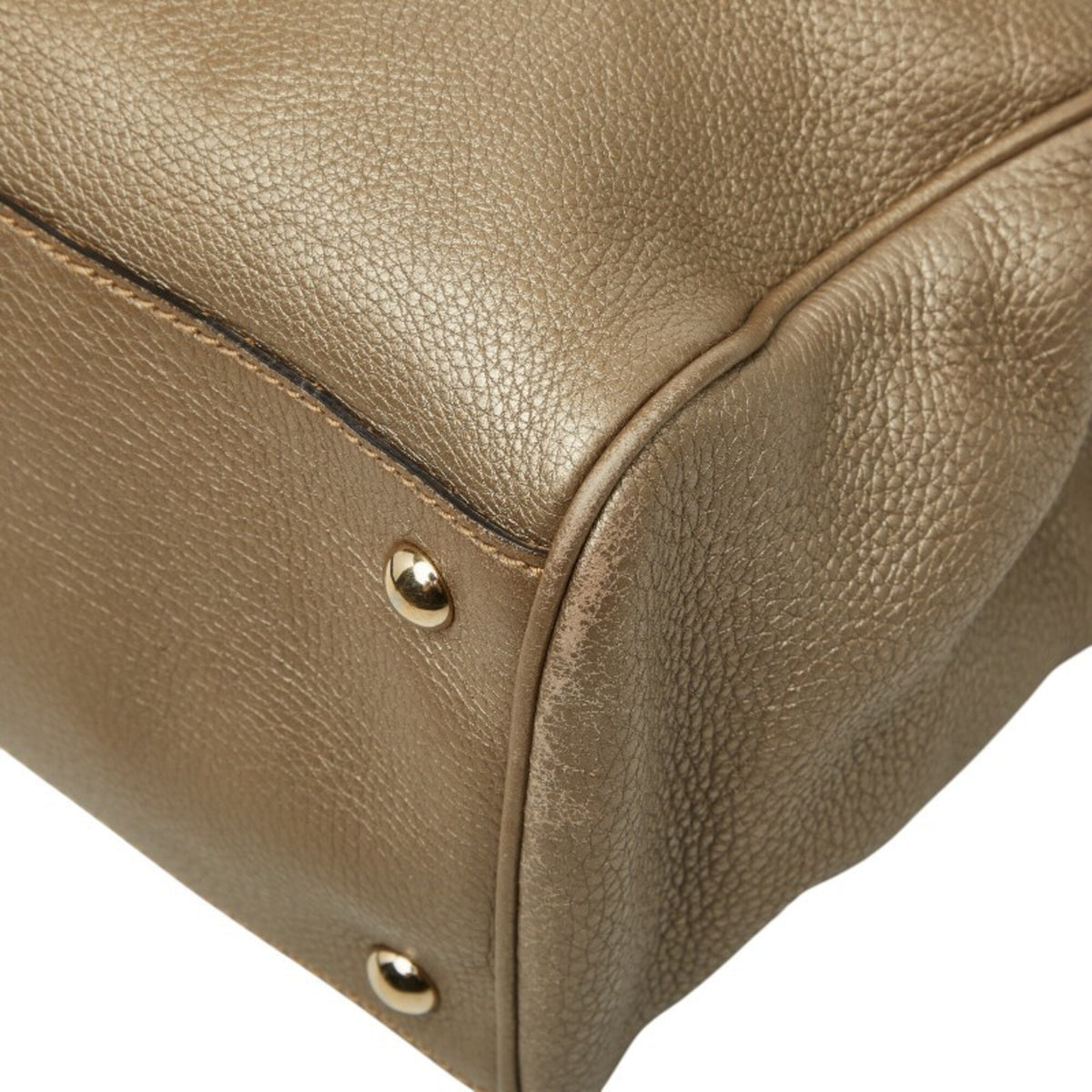 Gucci Brown Gold Leather Handbag Shoulder Bag (Pre-Owned)