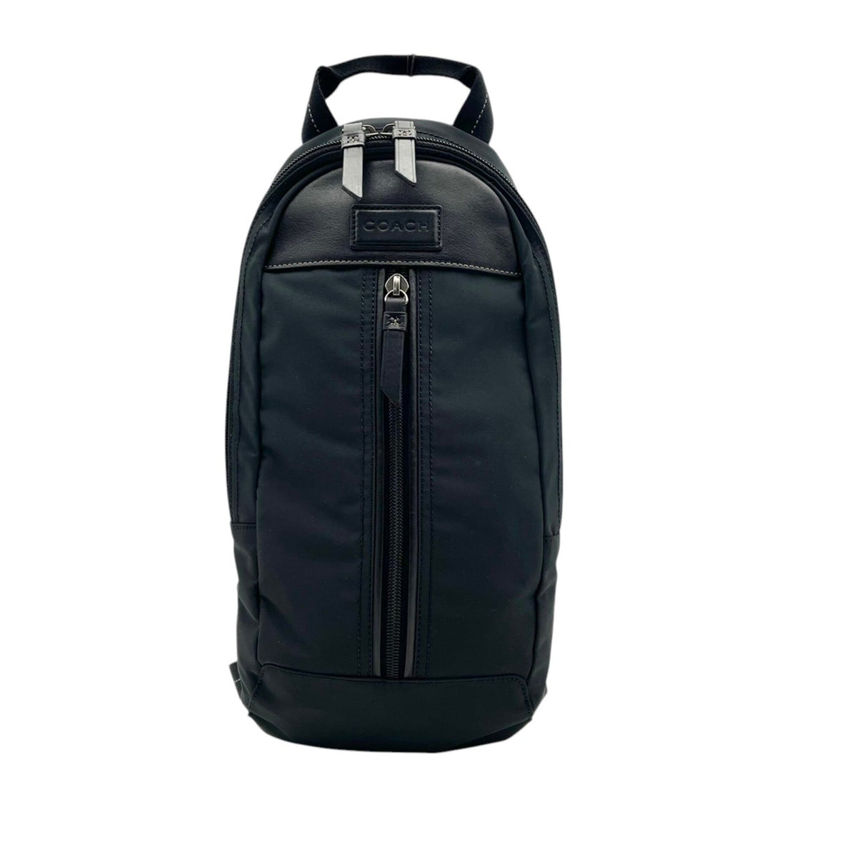 Coach Black Nylon Leather Shoulder Bag Sling Bag (Pre-Owned)