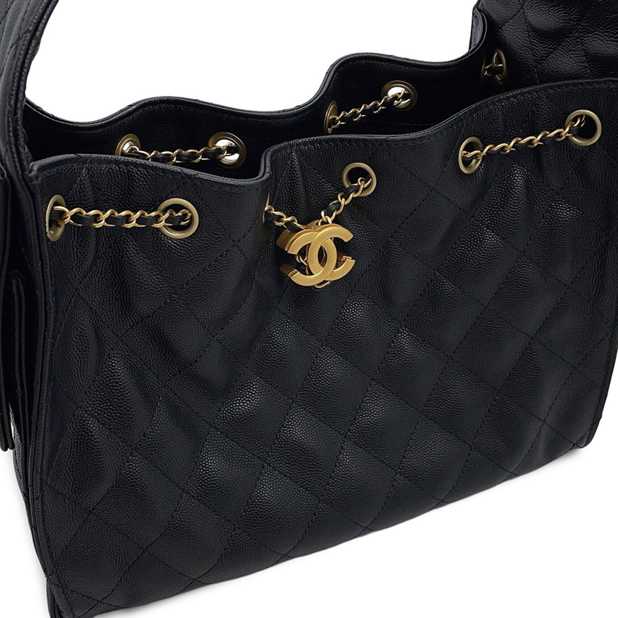 Chanel Black Grained Calfskin Handbag Shoulder Bag (Pre-Owned)