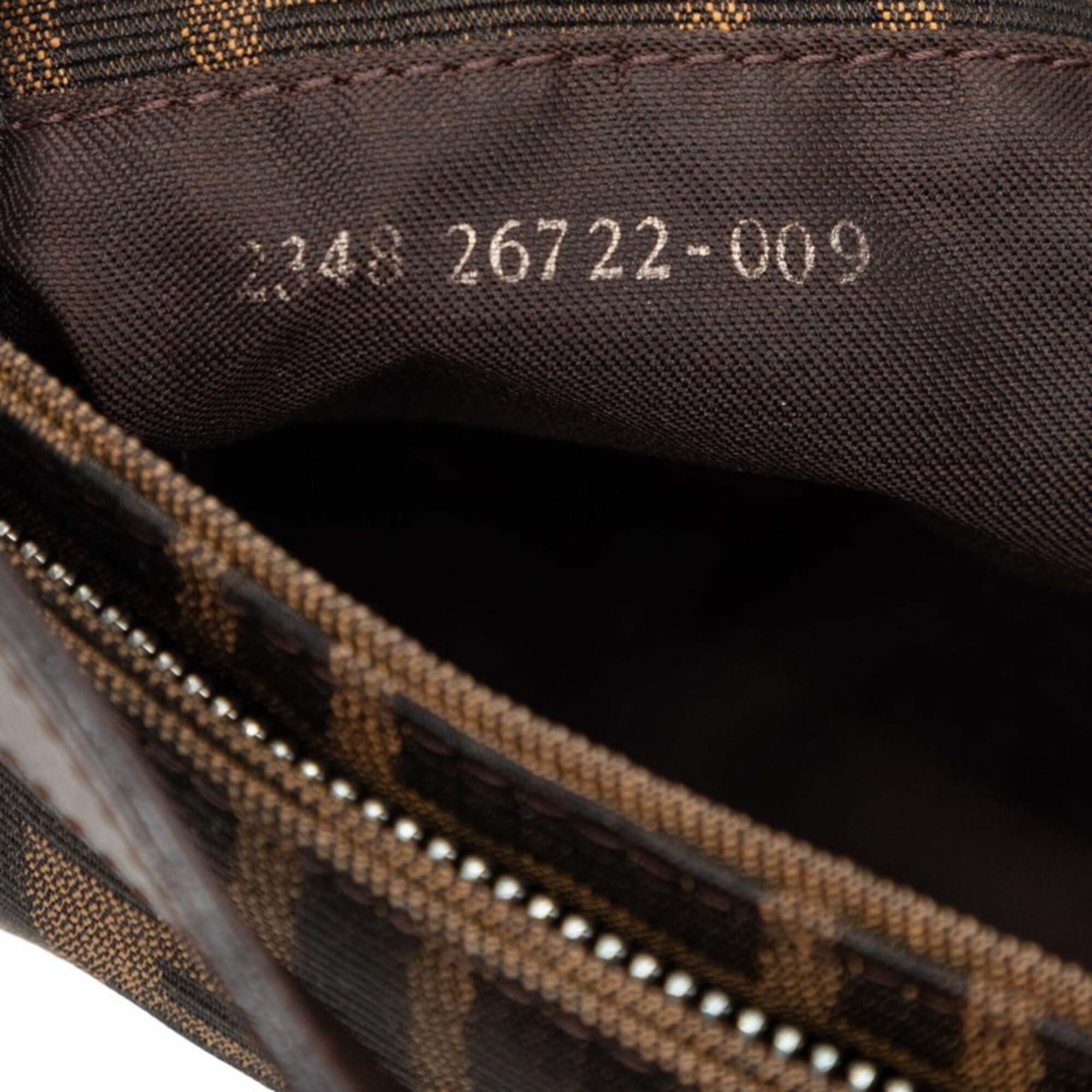 Fendi Zucca Brown Canvas Leather Handbag Shoulder Bag (Pre-Owned)