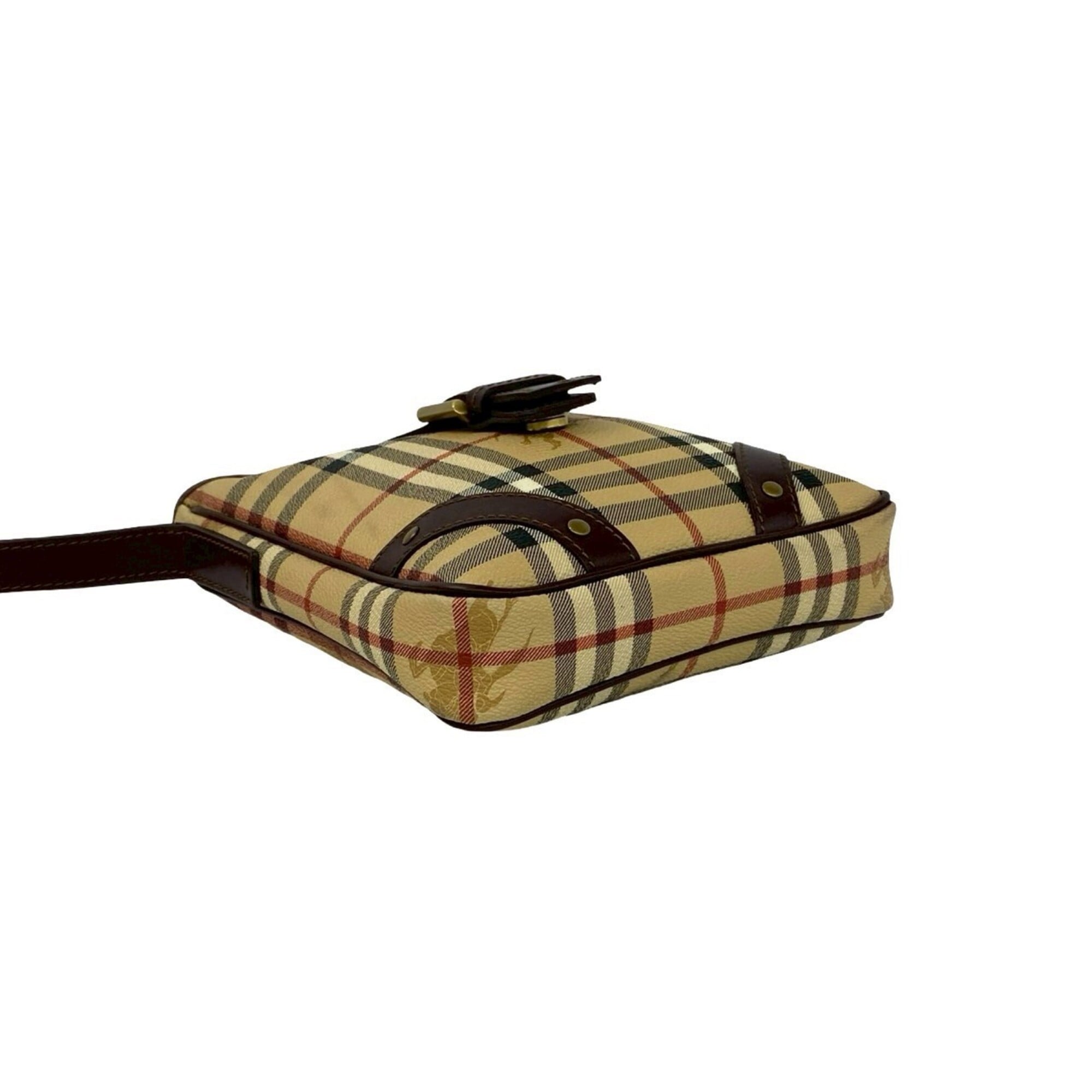 Burberry Beige Brown Leather Pvc Pochette Shoulder Bag (Pre-Owned)