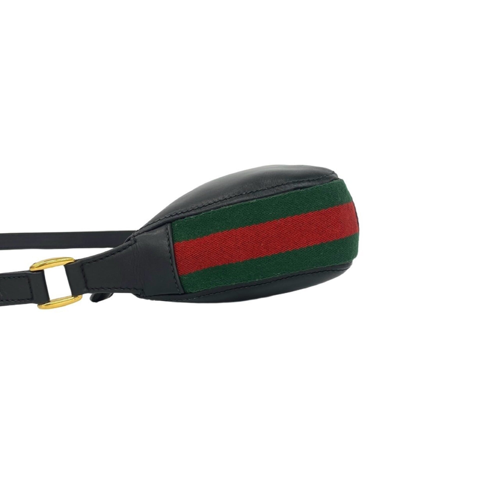 Gucci Black Green Red Color Leather Pochette Shoulder Bag (Pre-Owned)