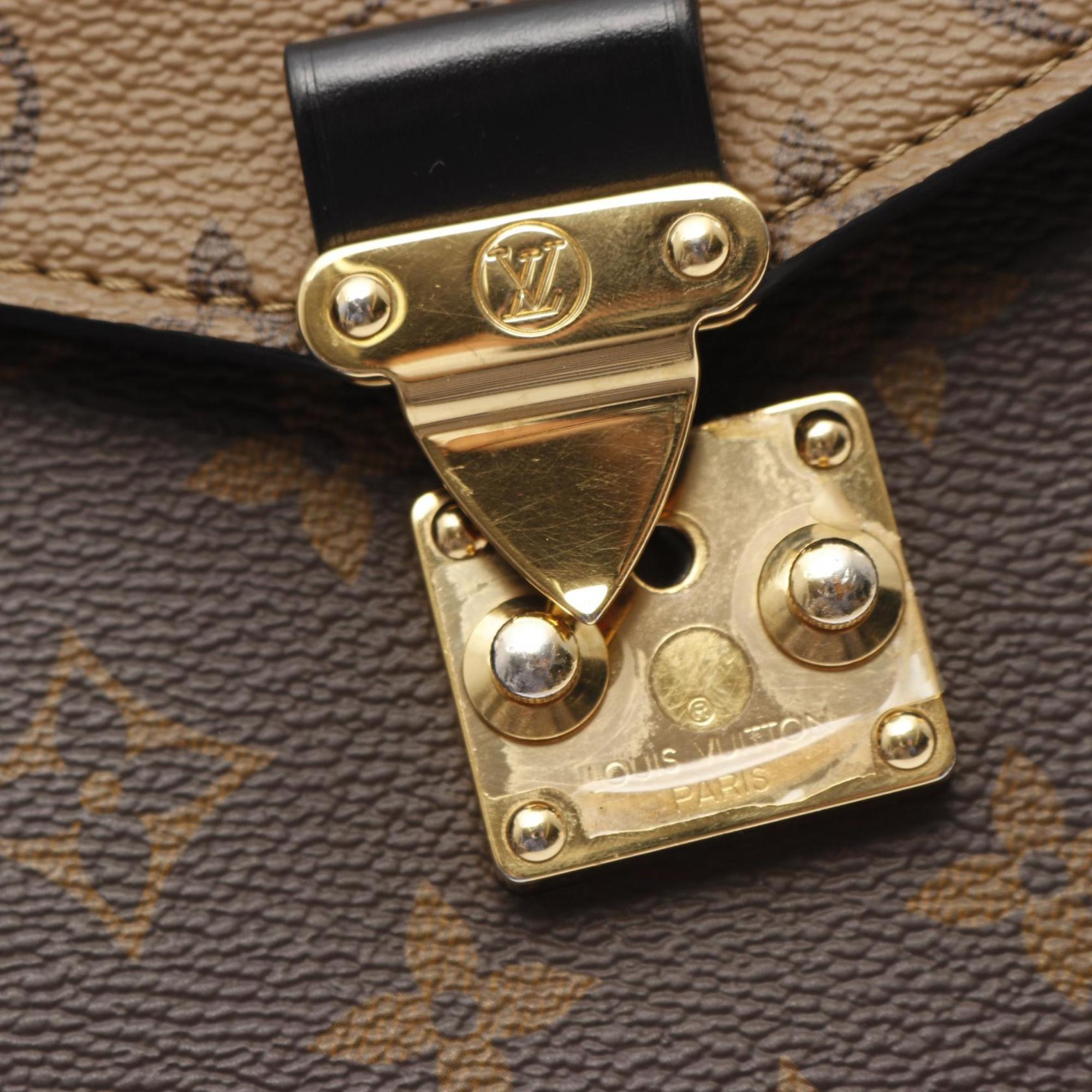 Louis Vuitton Black Brown Coated Canvas Leather Handbag Pochette (Pre-Owned)