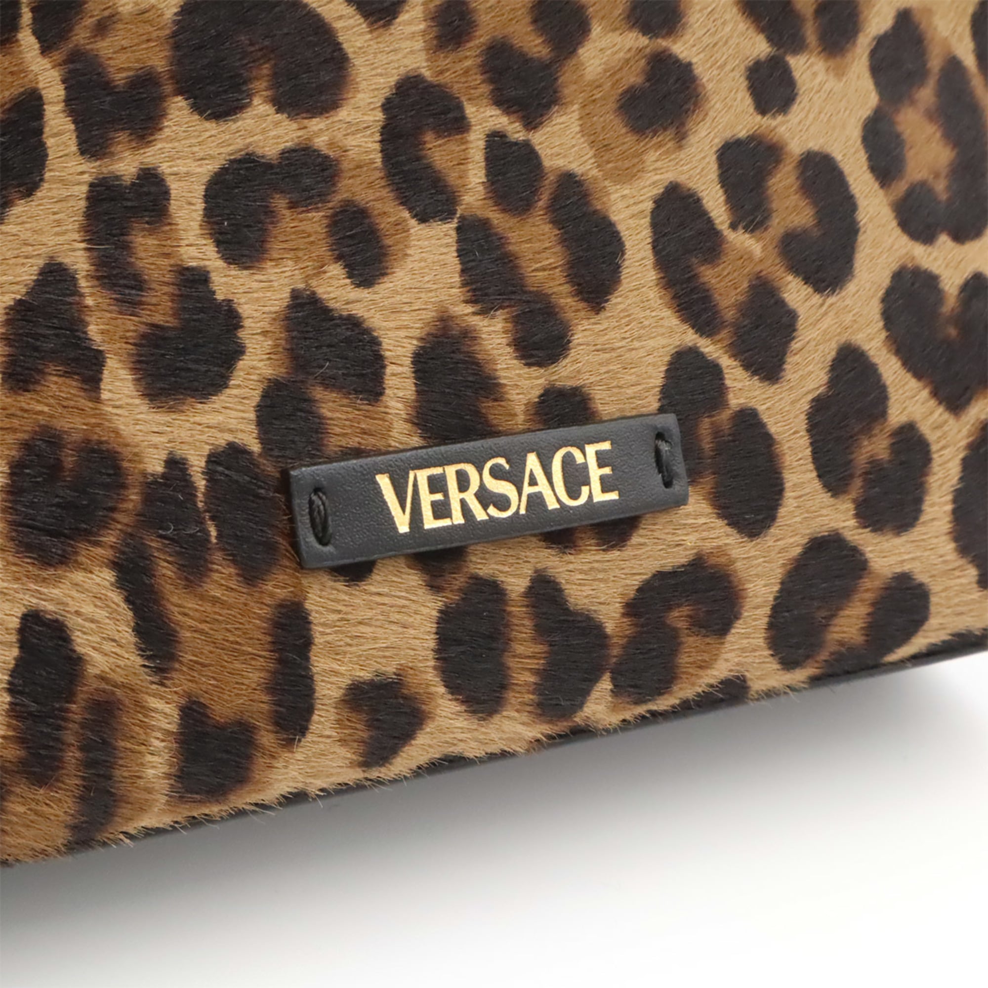 Versace Beige Brown Black Leather Shoulder Bag (Pre-Owned)