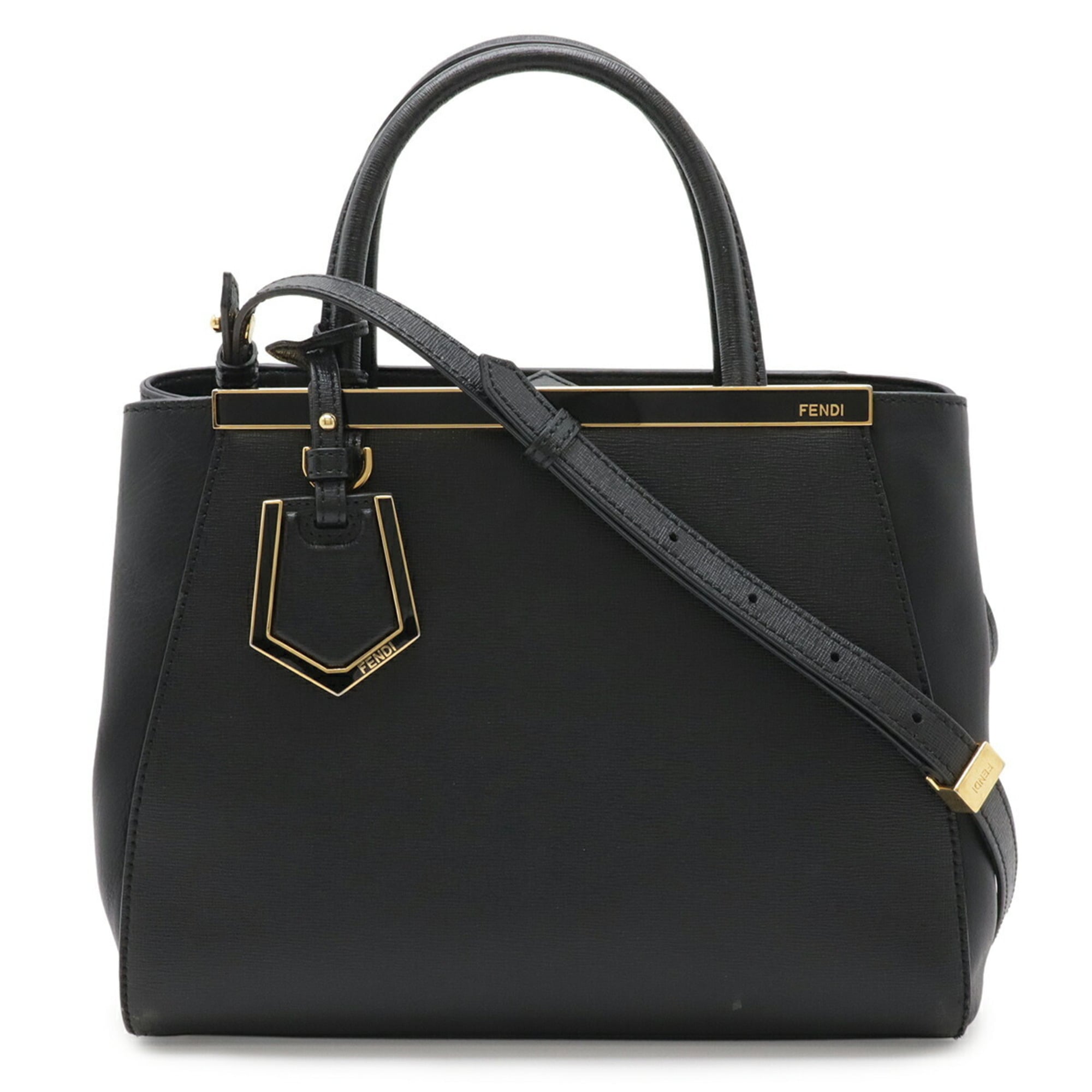 Fendi Black Leather Handbag Shoulder Bag Tote Bag (Pre-Owned)