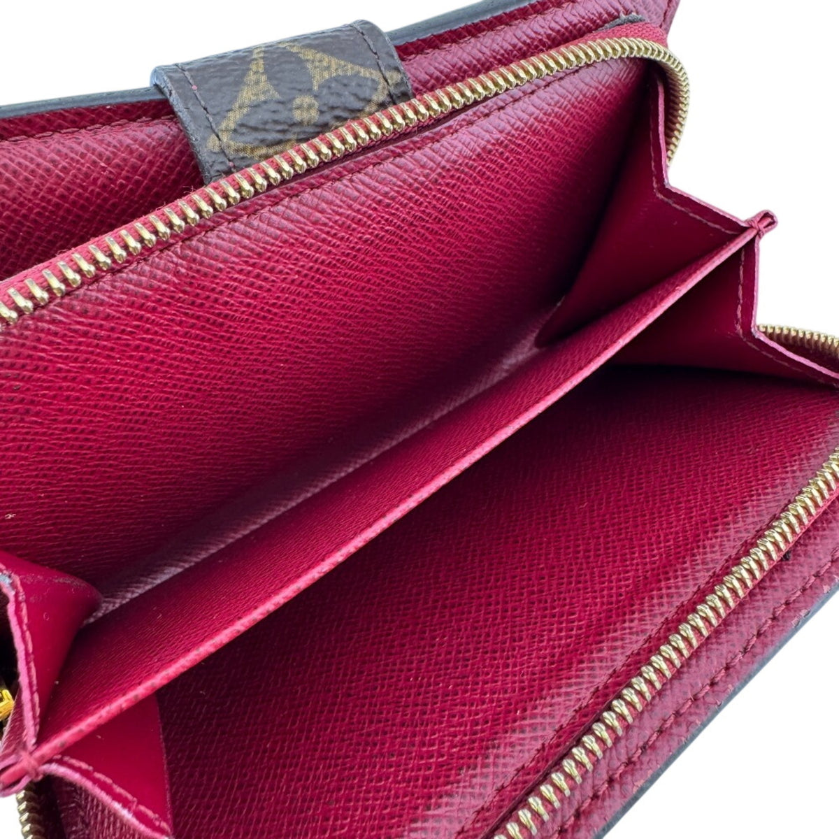 Louis Vuitton Monogram Brown Red Color Leather Wallet (Bi-Fold) (Pre-Owned)