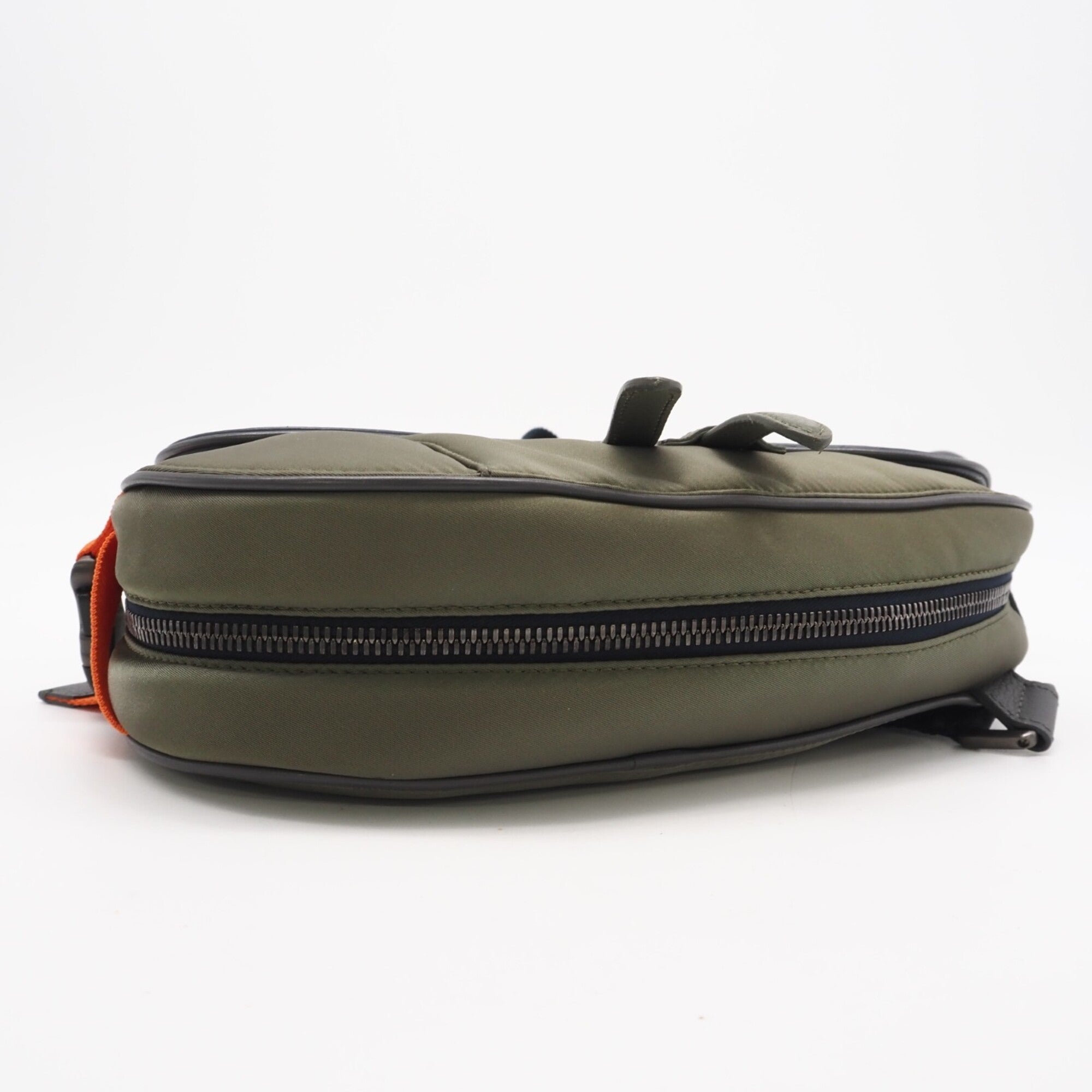 Christian Dior Black Khaki Orange Nylon Leather Saddle Bag (Pre-Owned)
