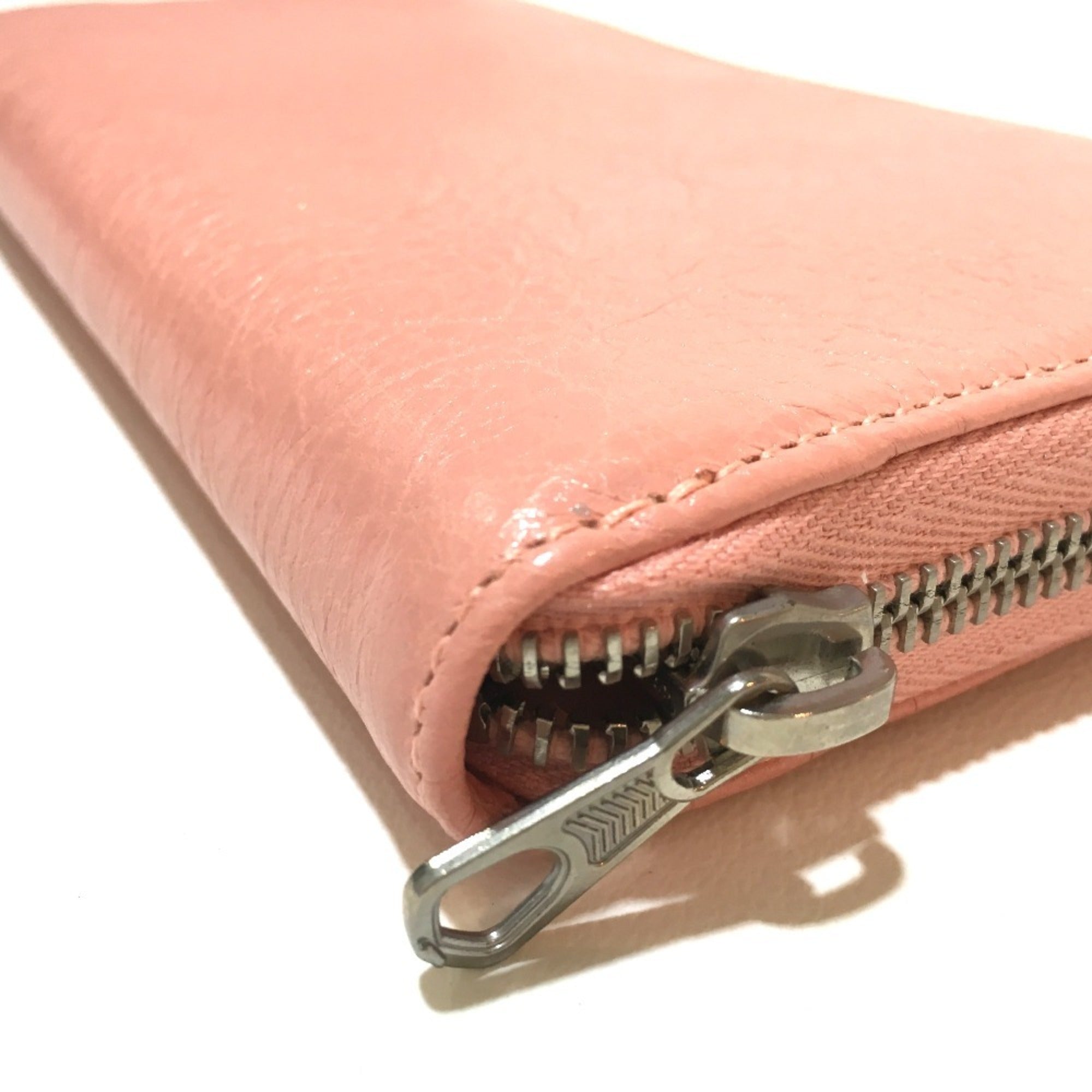 Balenciaga Pink Beige Leather Long Wallet (Bi-Fold) (Pre-Owned)