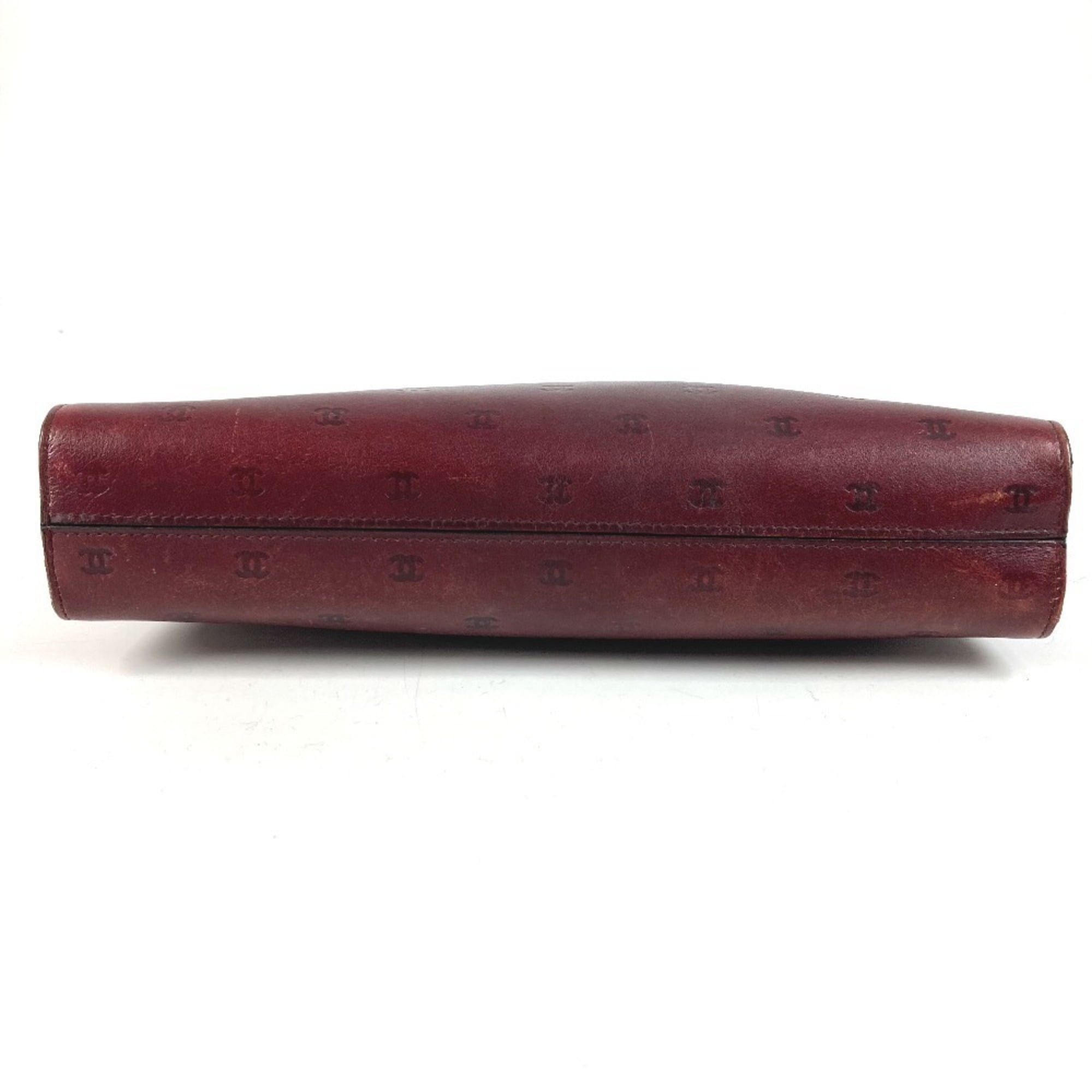 Chanel Wine Leather Clutch Bag Handbag Pouch (Pre-Owned)