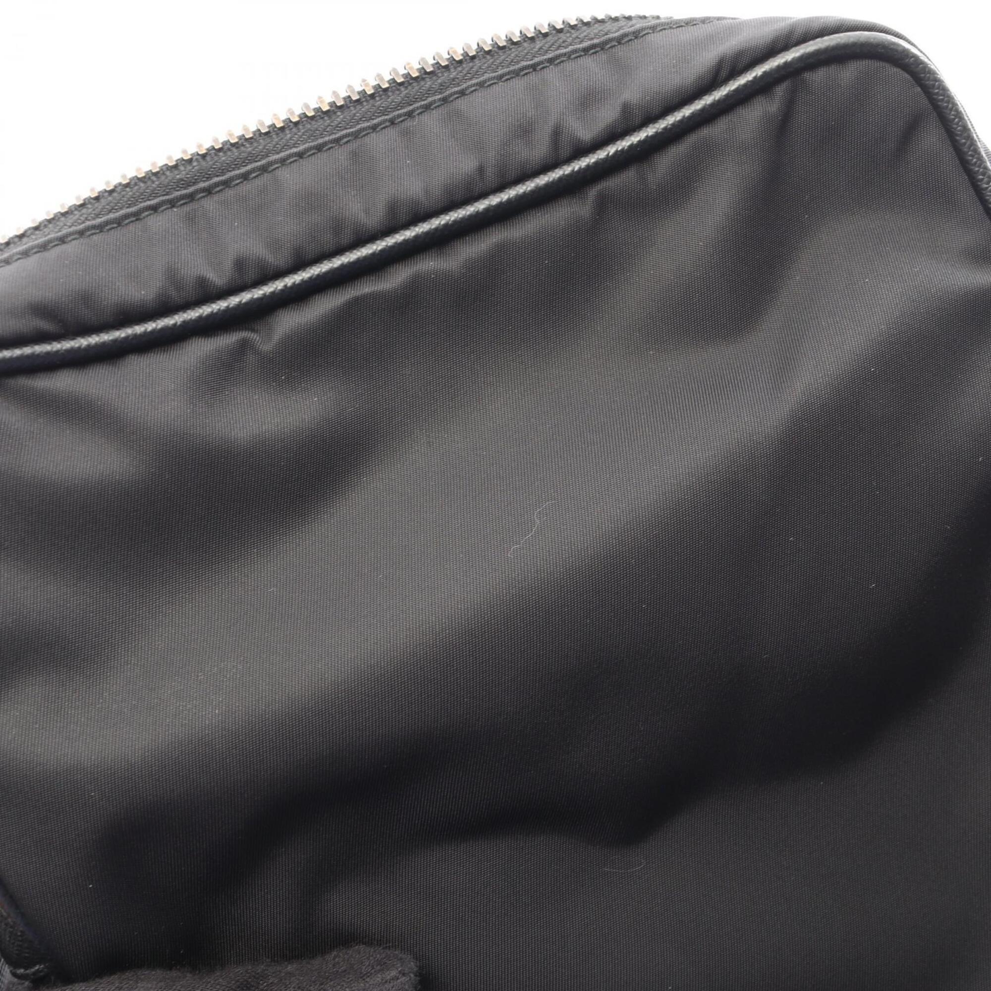 Prada Black Nylon Leather Handbag Pouch Shoulder Bag (Pre-Owned)