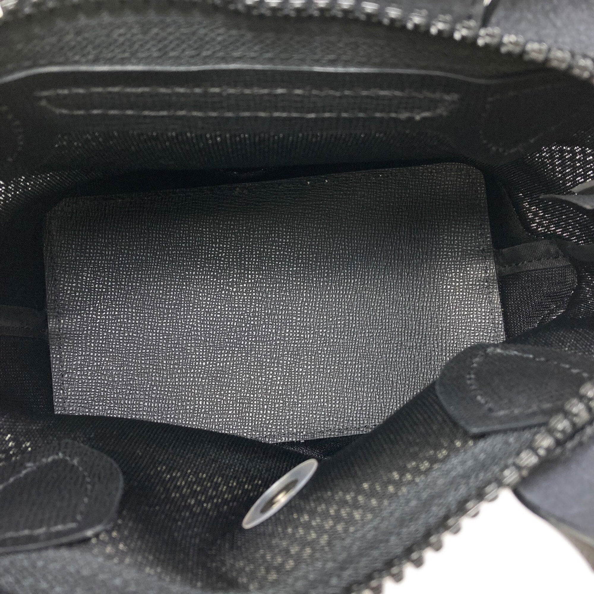 Longchamp Black White Polyester Handbag (Pre-Owned)