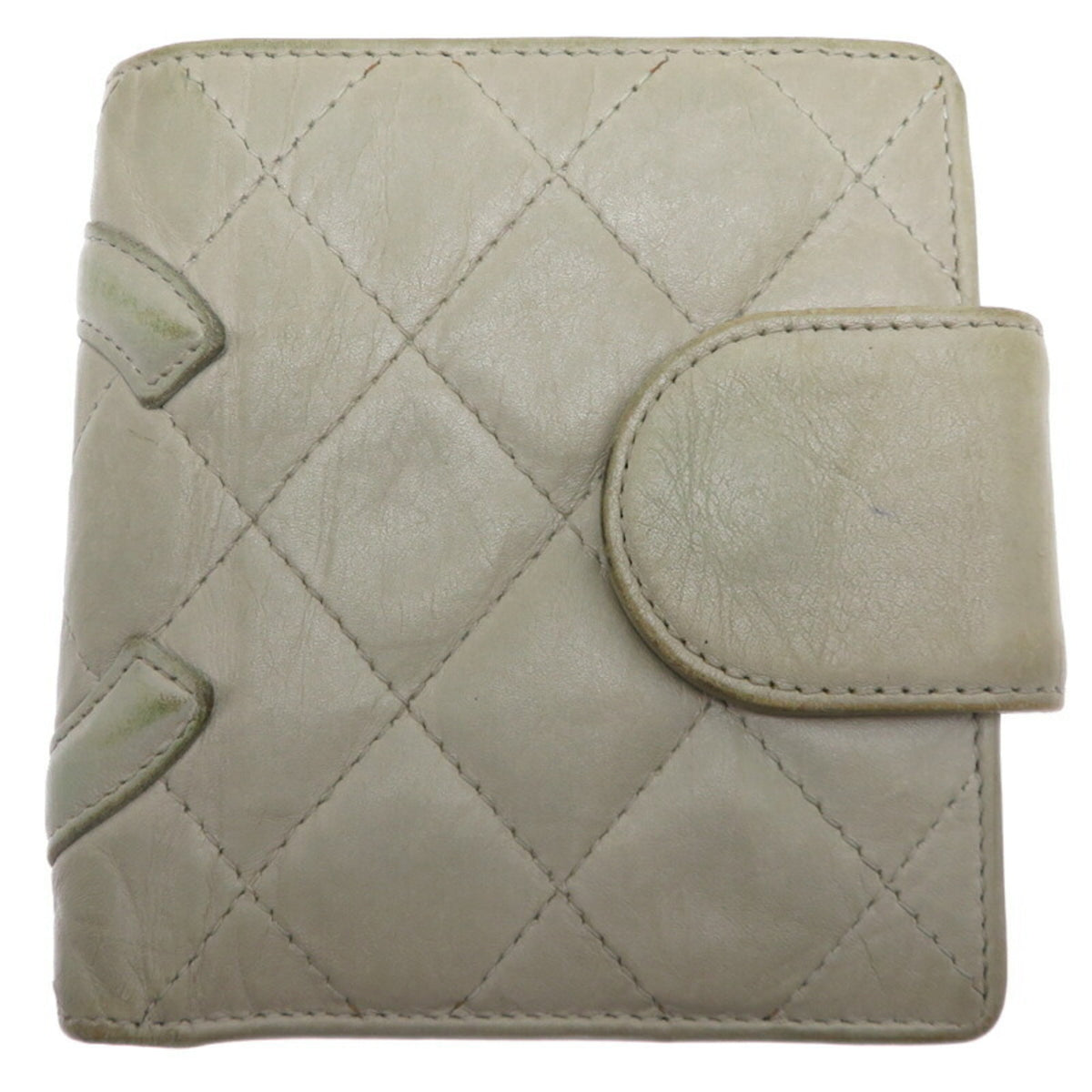 Chanel Gray Leather Wallet (Bi-Fold) (Pre-Owned)