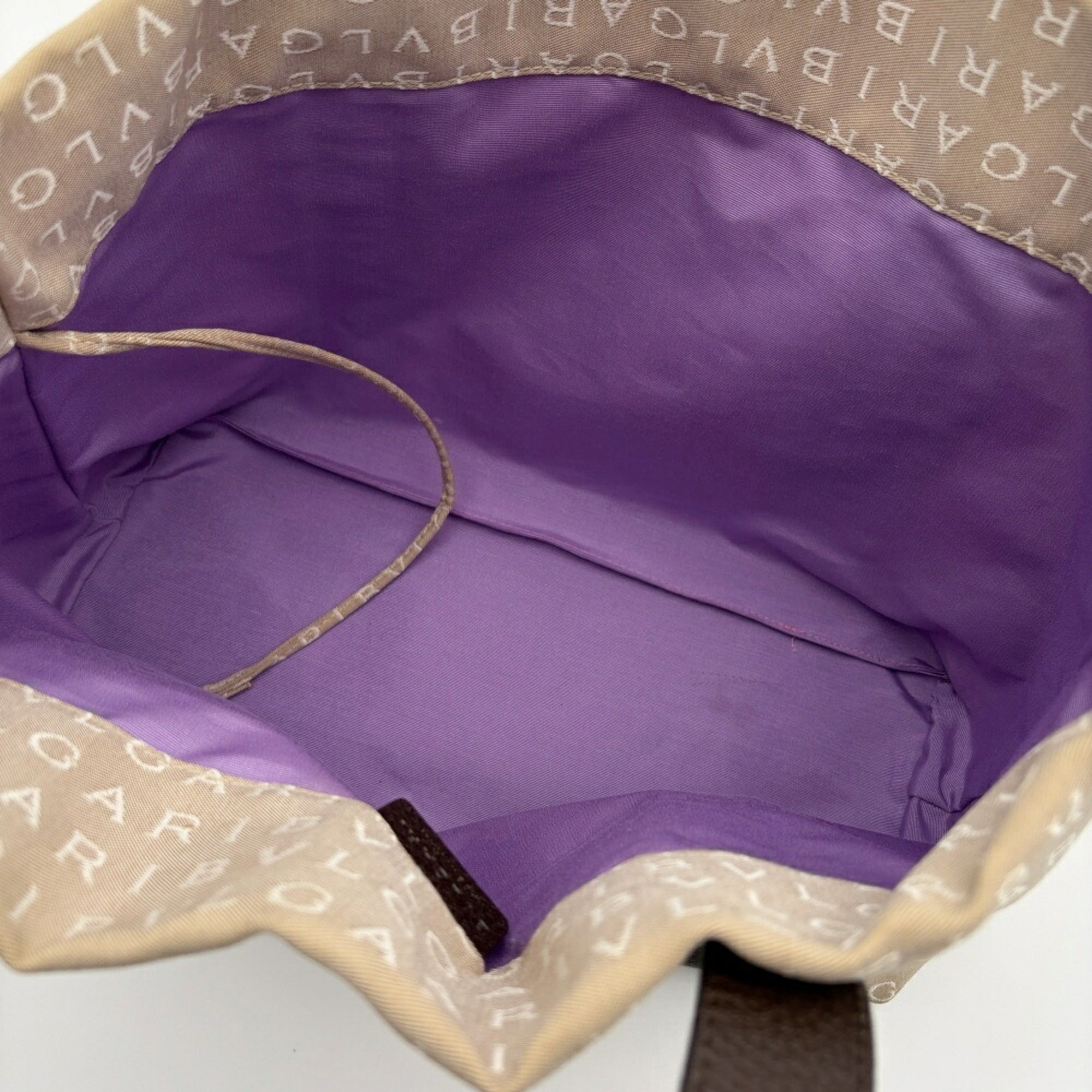 Bvlgari Beige Brown Canvas Leather Tote Bag (Pre-Owned)