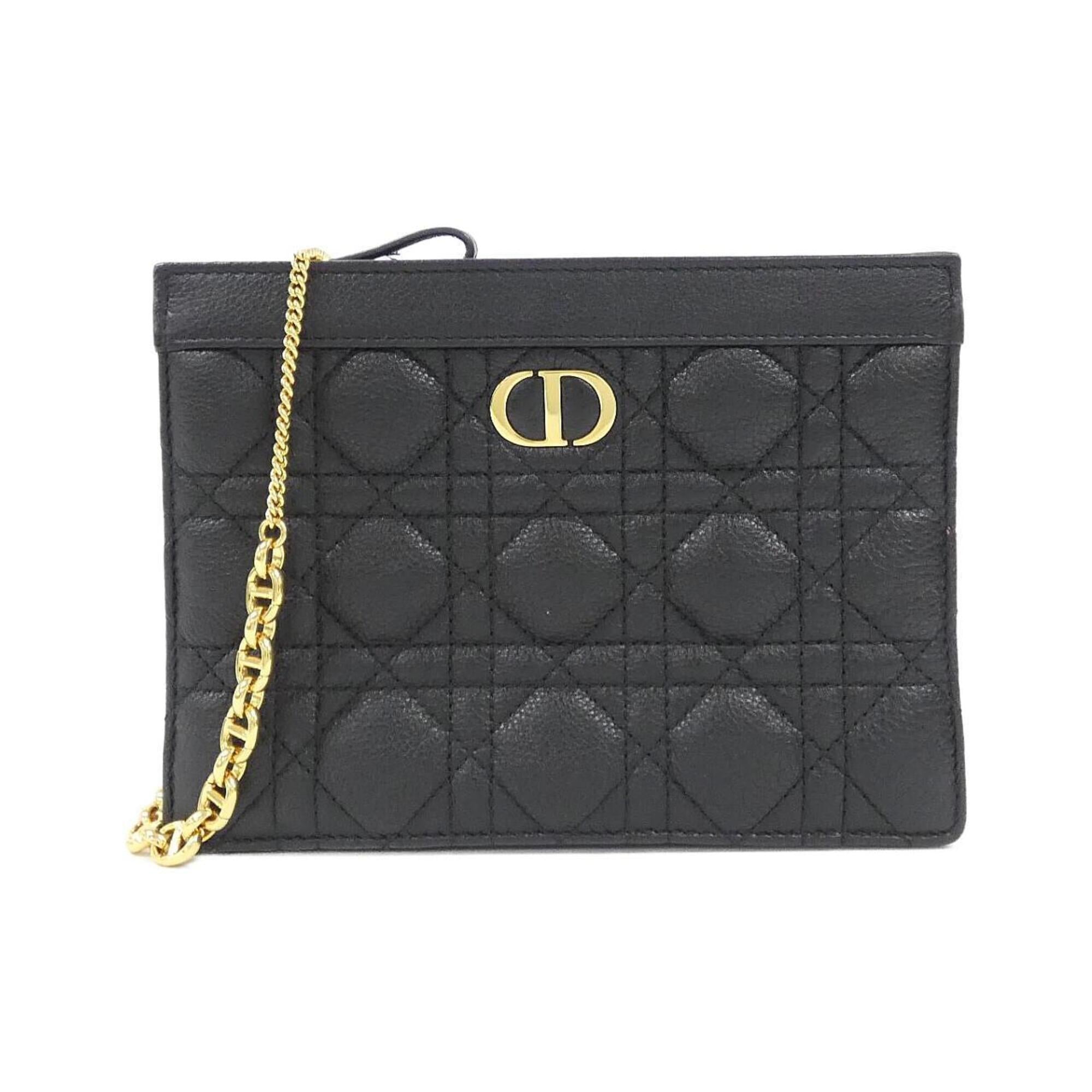 Christian Dior Black Leather Handbag Pouch Shoulder Bag (Pre-Owned)