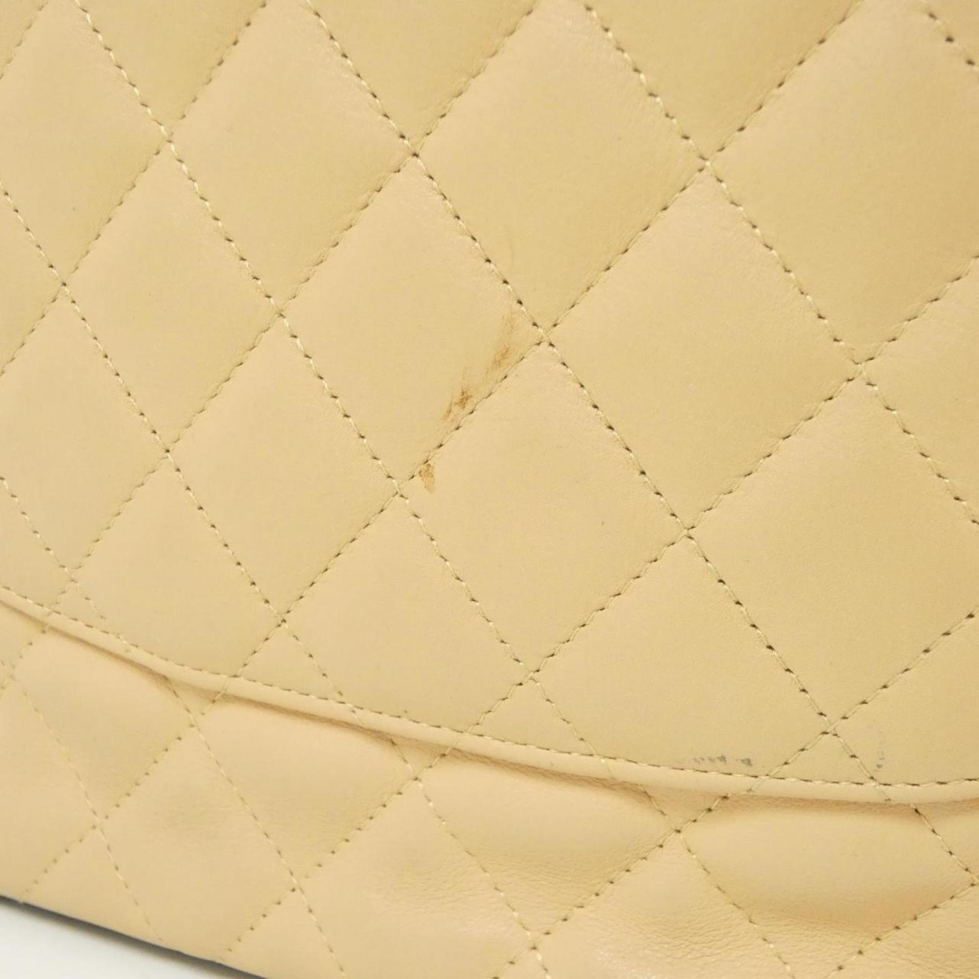 Chanel Beige Black Leather Handbag (Pre-Owned)