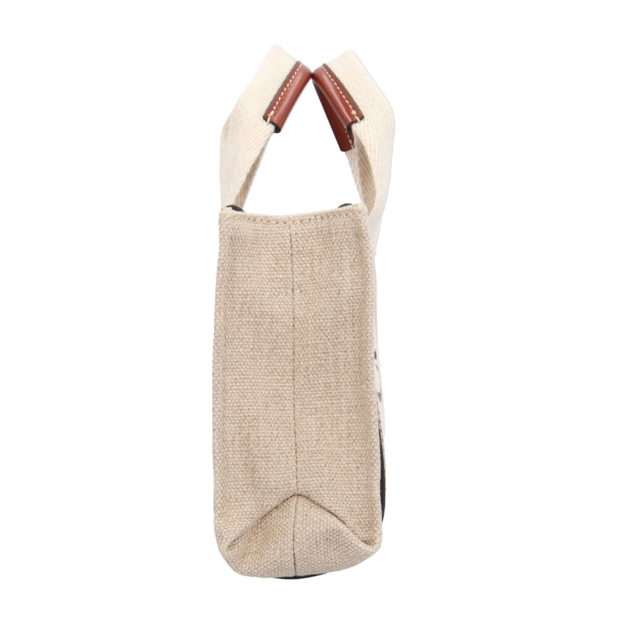Chloé Brown White Linen Leather Shoulder Bag (Pre-Owned)
