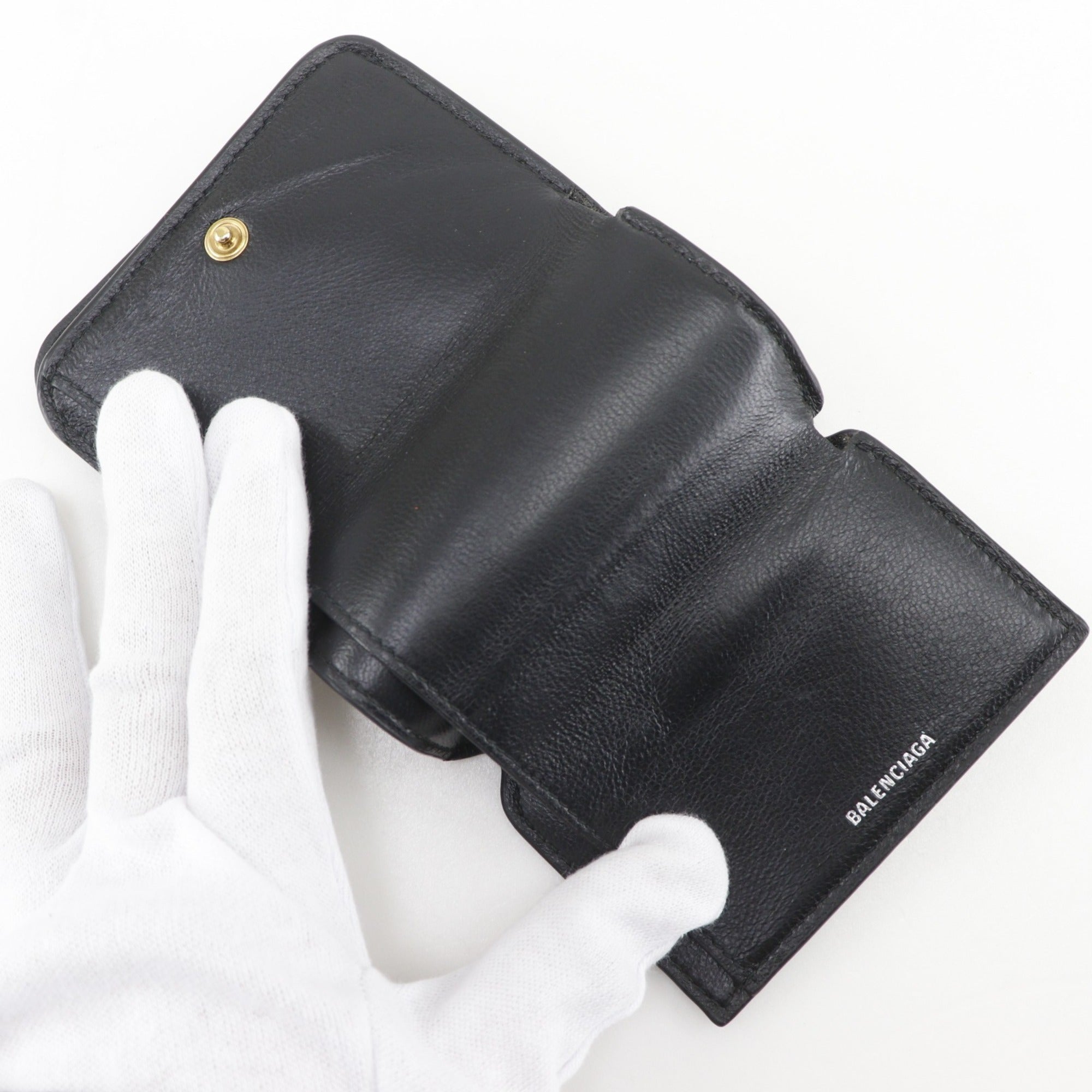 Balenciaga Black Leather Wallet (Tri-Fold) (Pre-Owned)
