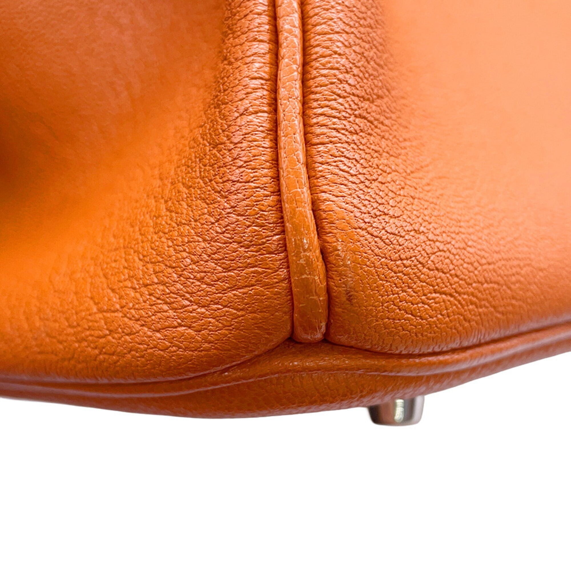 Hermes Birkin Orange Chevre Myzore Leather Handbag (Pre-Owned)