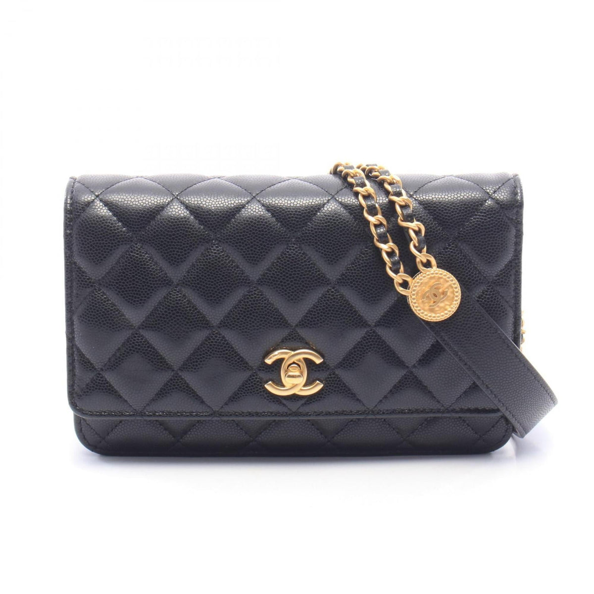 Chanel Black Grained Calfskin Handbag Shoulder Bag (Pre-Owned)