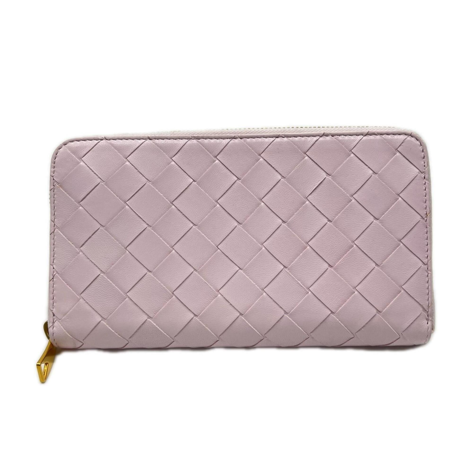 Bottega Veneta Intrecciato Pink Leather Long Wallet (Bi-Fold) (Pre-Owned)