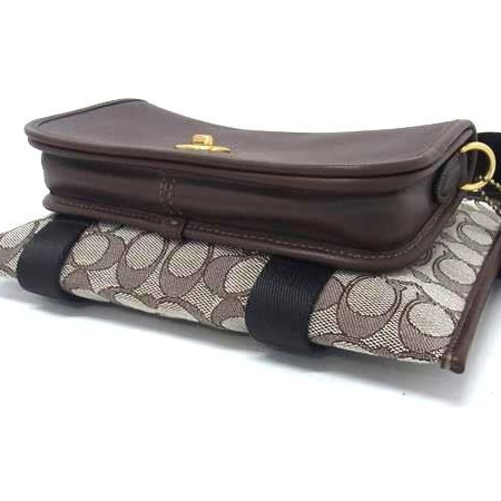 Coach Brown Jacquard Leather Shoulder Bag (Pre-Owned)