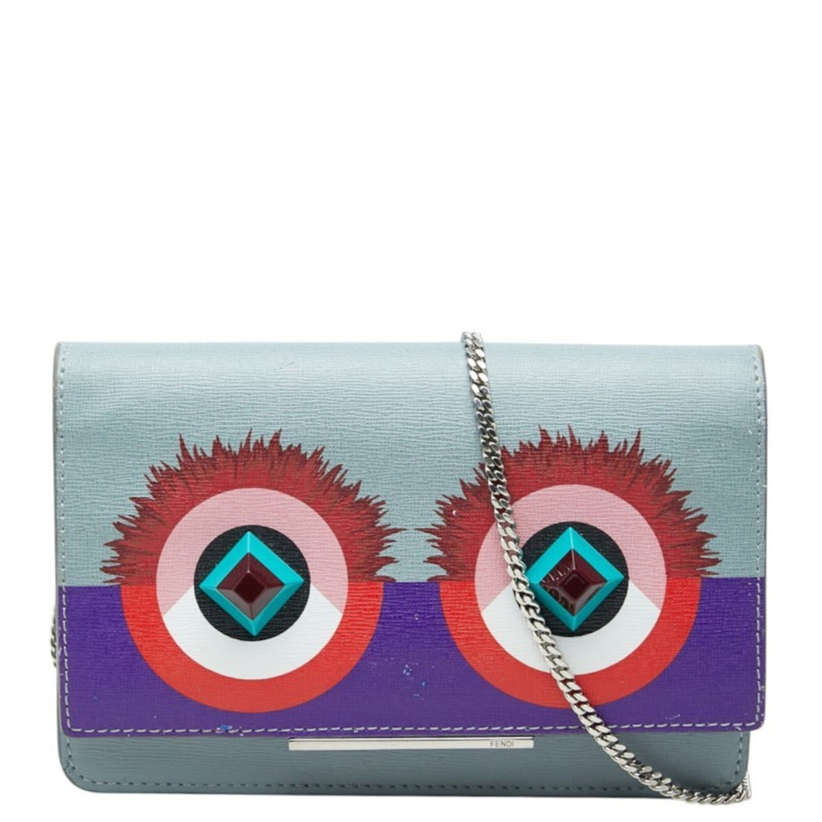Fendi Gray Multi-Color Leather Shoulder Bag (Pre-Owned)