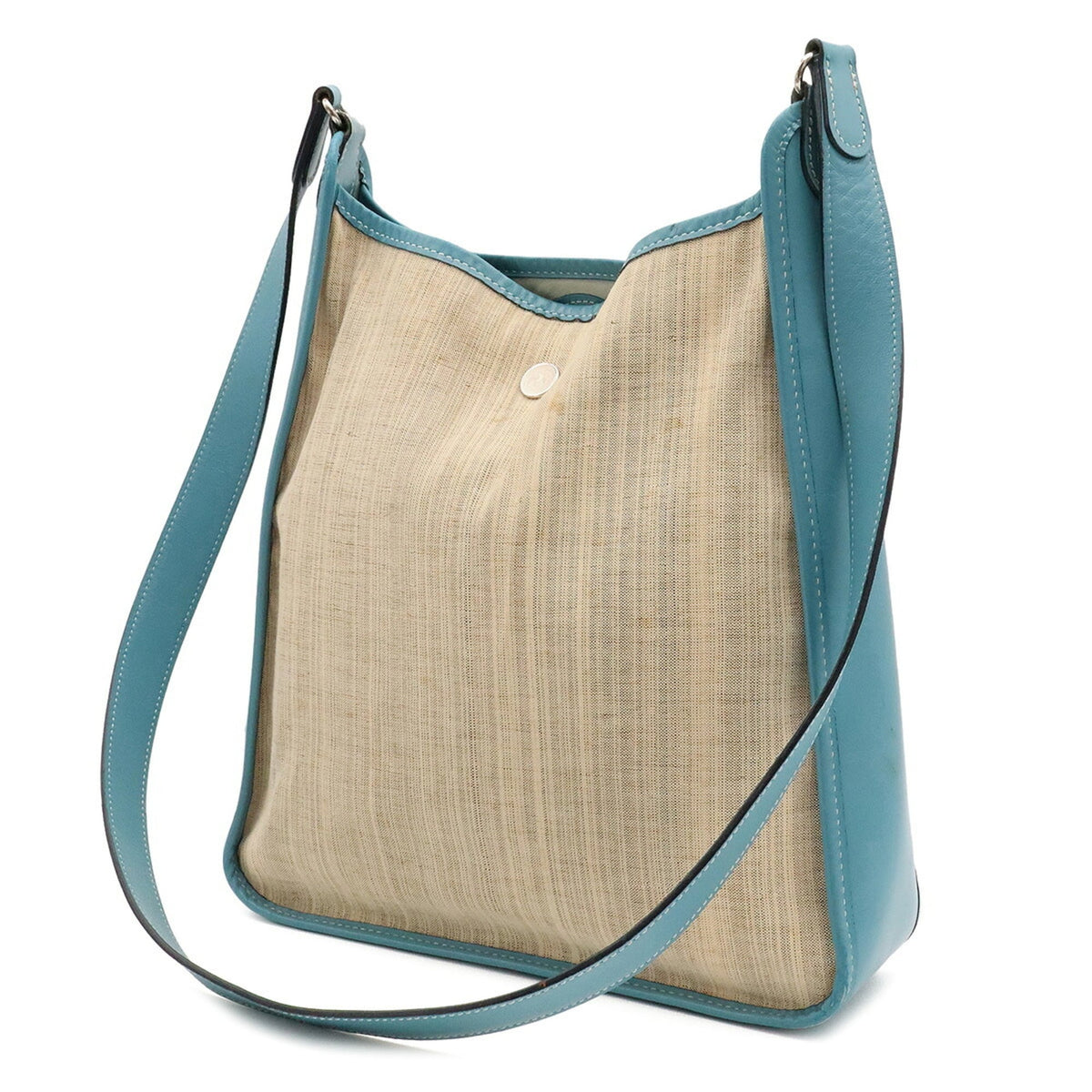 Hermes Crinoline Light Blue Natural Yellow Swift Leather Shoulder Bag (Pre-Owned)